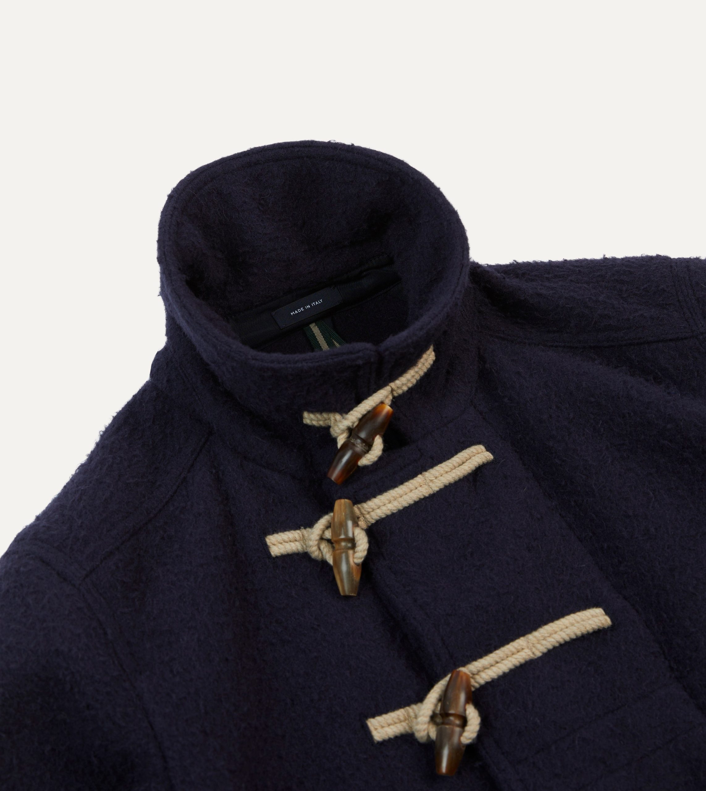 Navy Casentino Wool Short Duffle Coat - Image 4