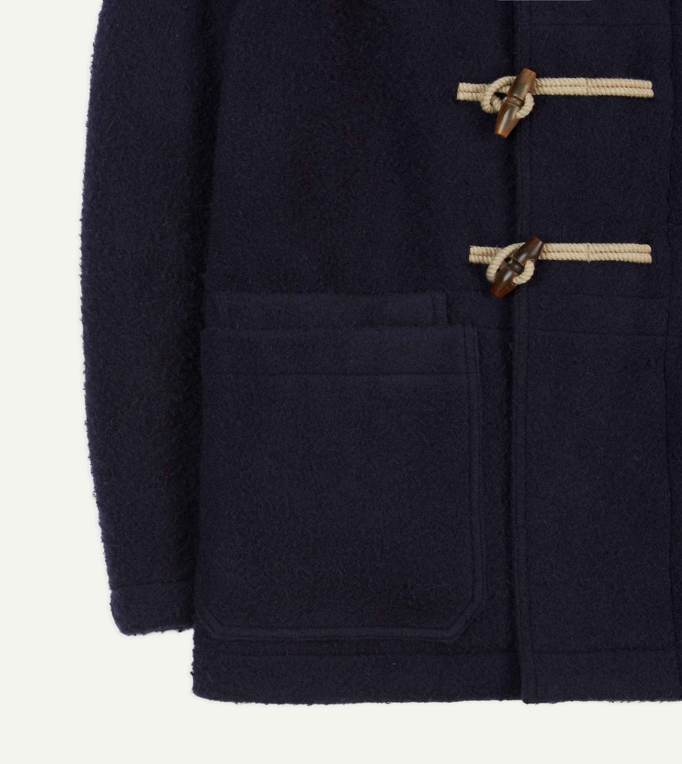 Navy Casentino Wool Short Duffle Coat - Image 6