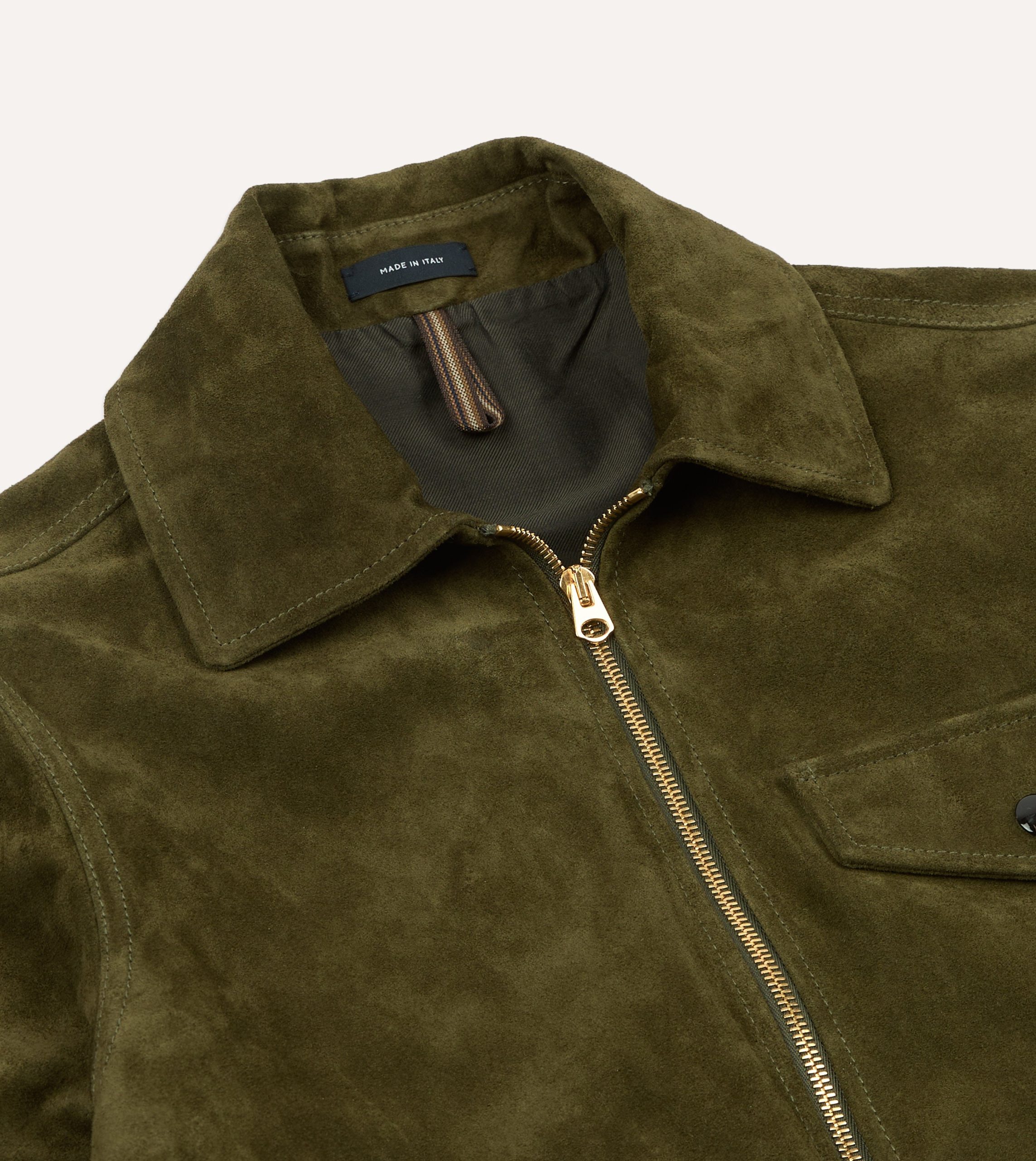 Green Heavyweight Suede A-2 Bomber Jacket - Image 3