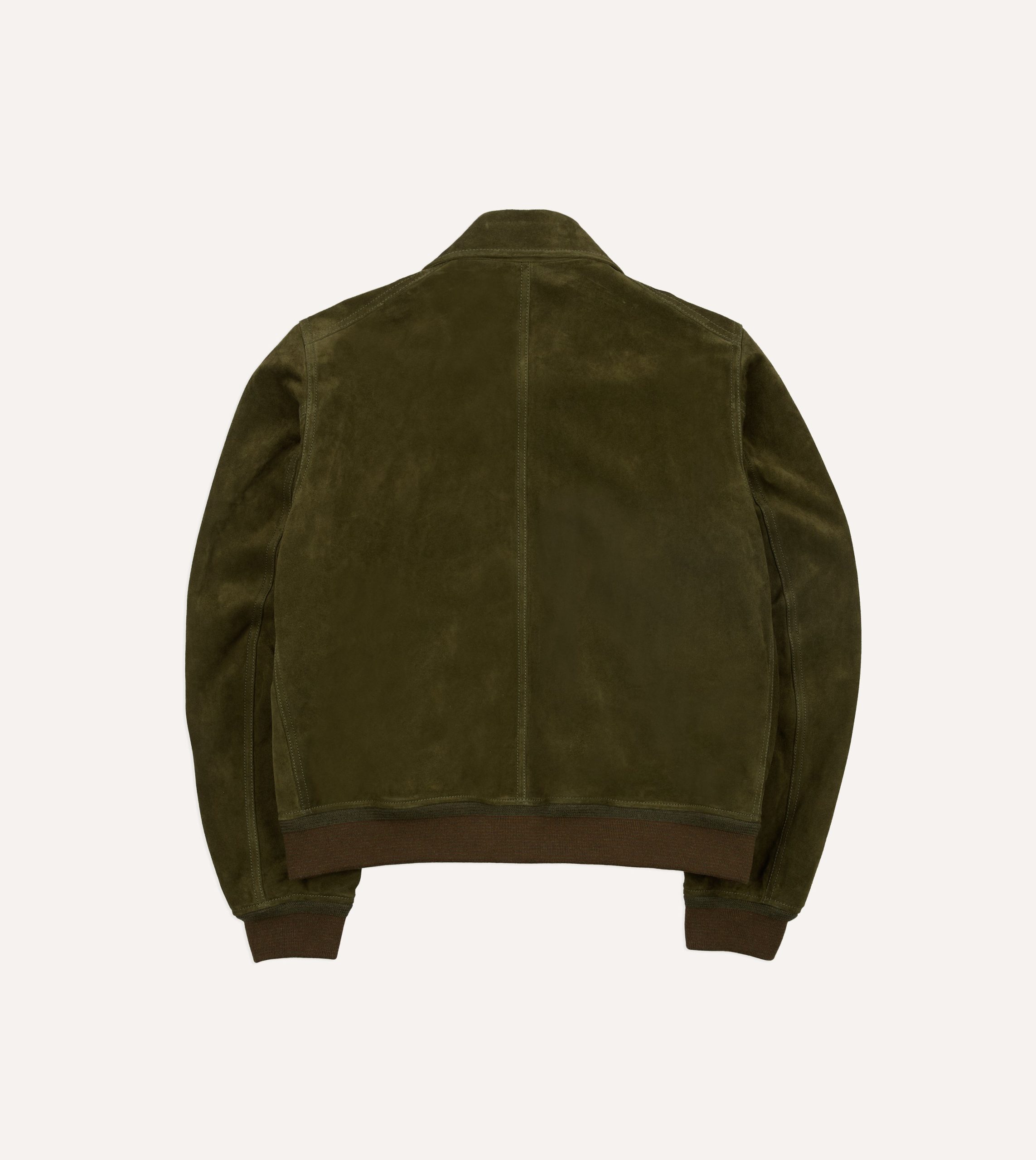 Green Heavyweight Suede A-2 Bomber Jacket - Image 8