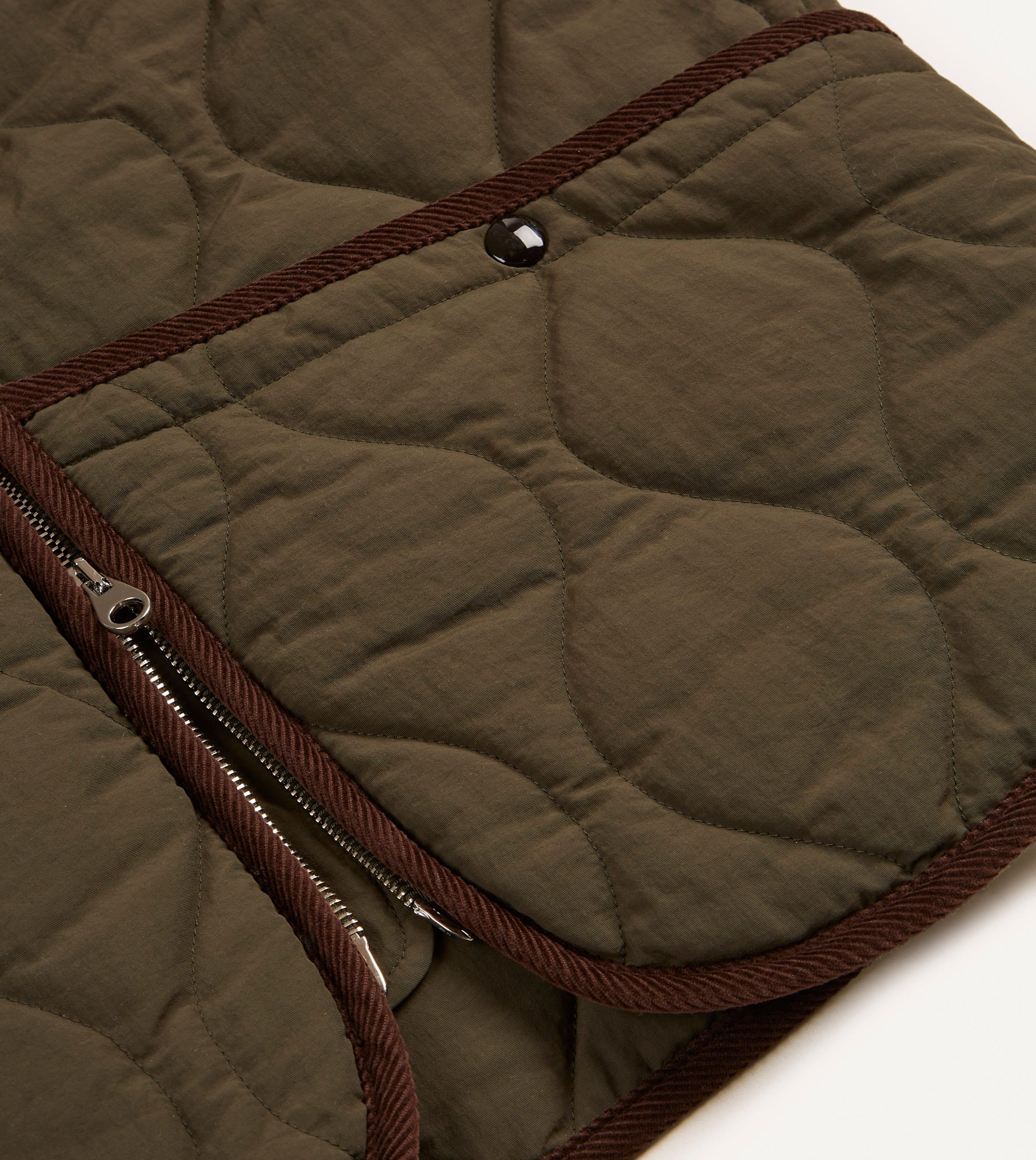 Olive Quilted Nylon Zip Vest - Image 4
