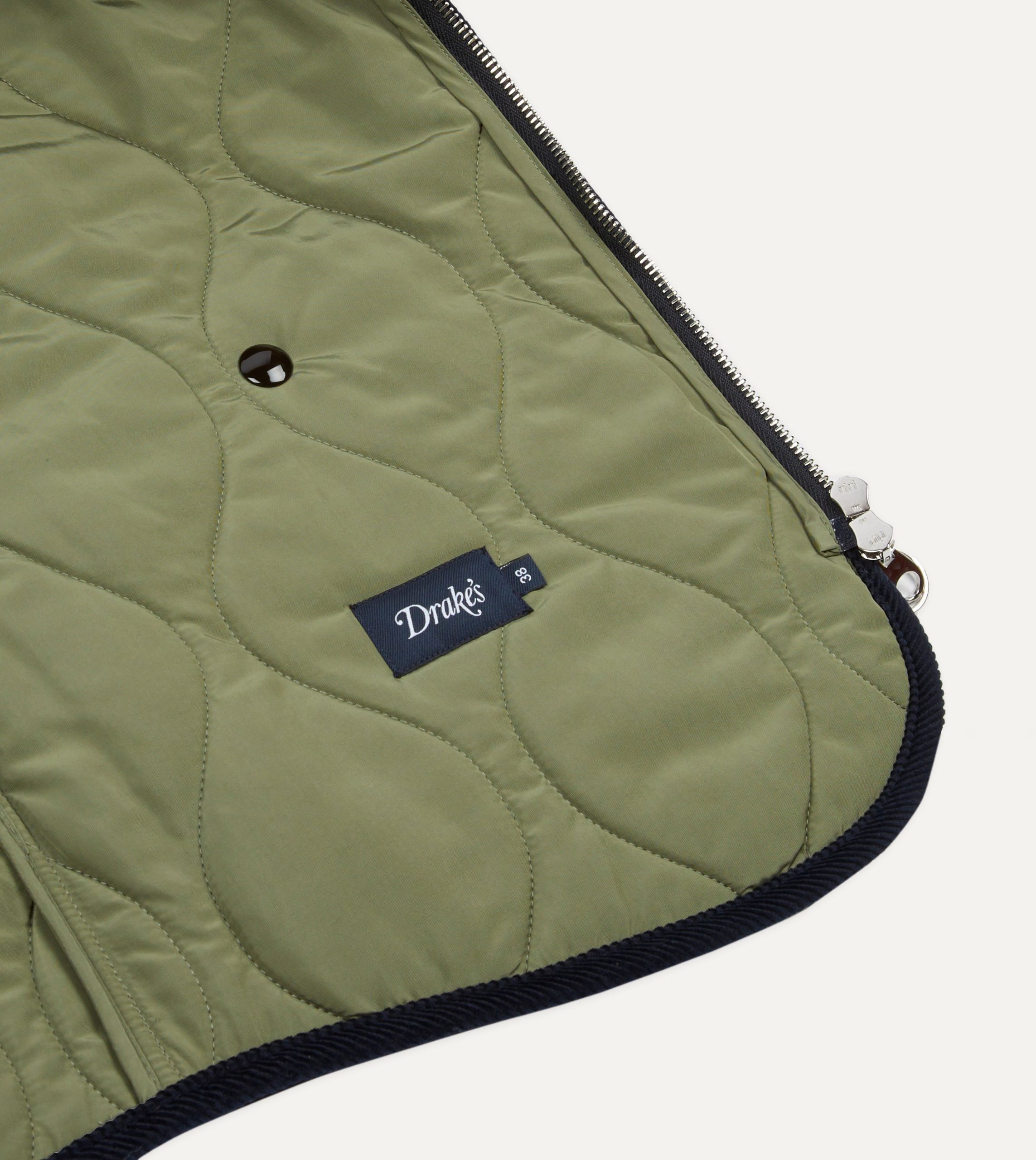 Navy Quilted Melton Wool Zip Vest - Image 5