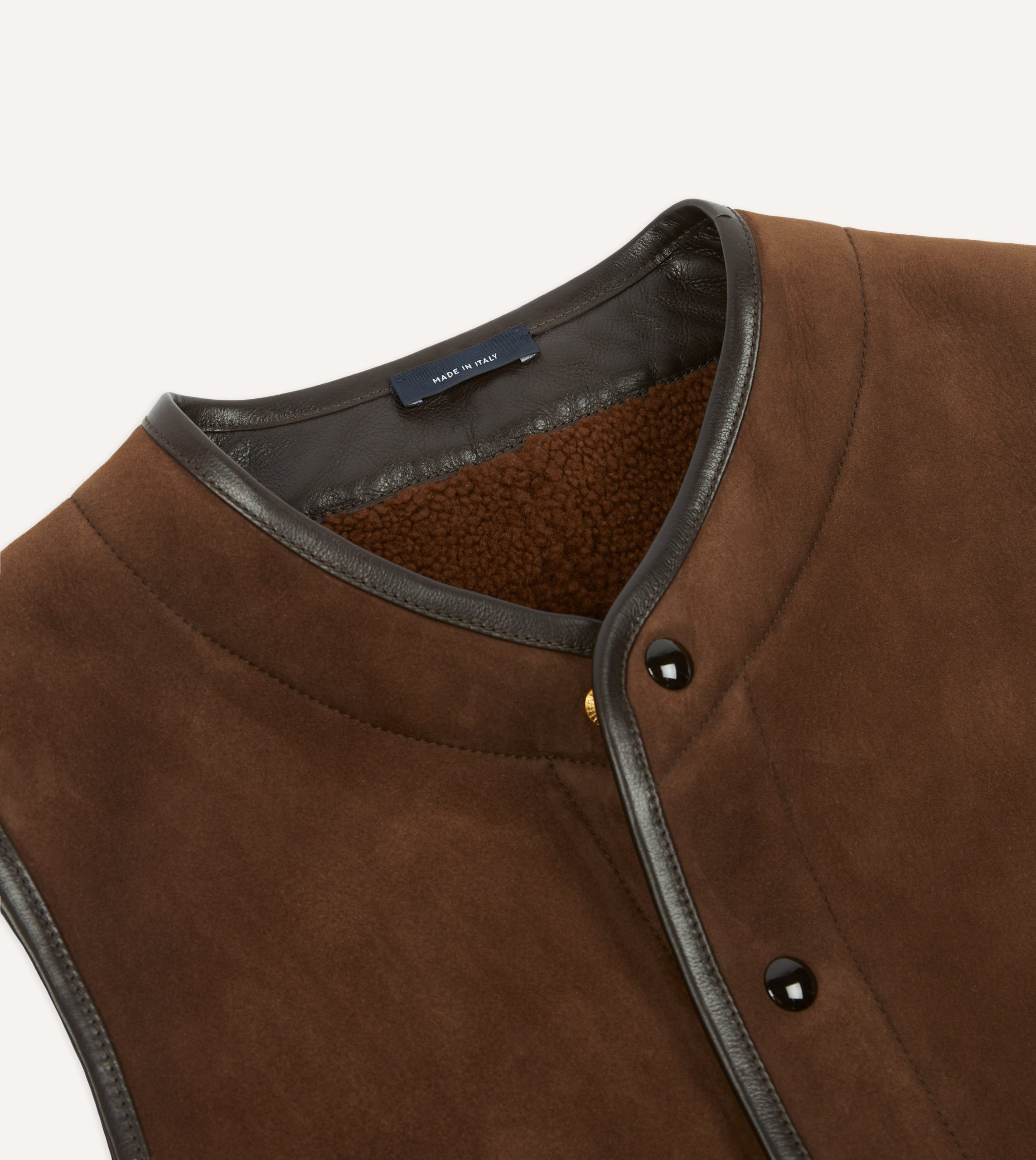 Brown Suede Shearling Vest - Image 3