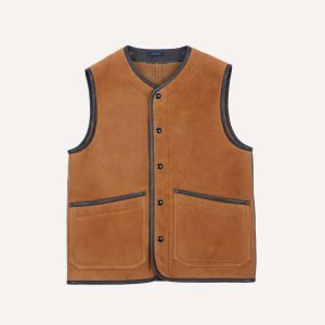 Tan Suede Shearling Vest