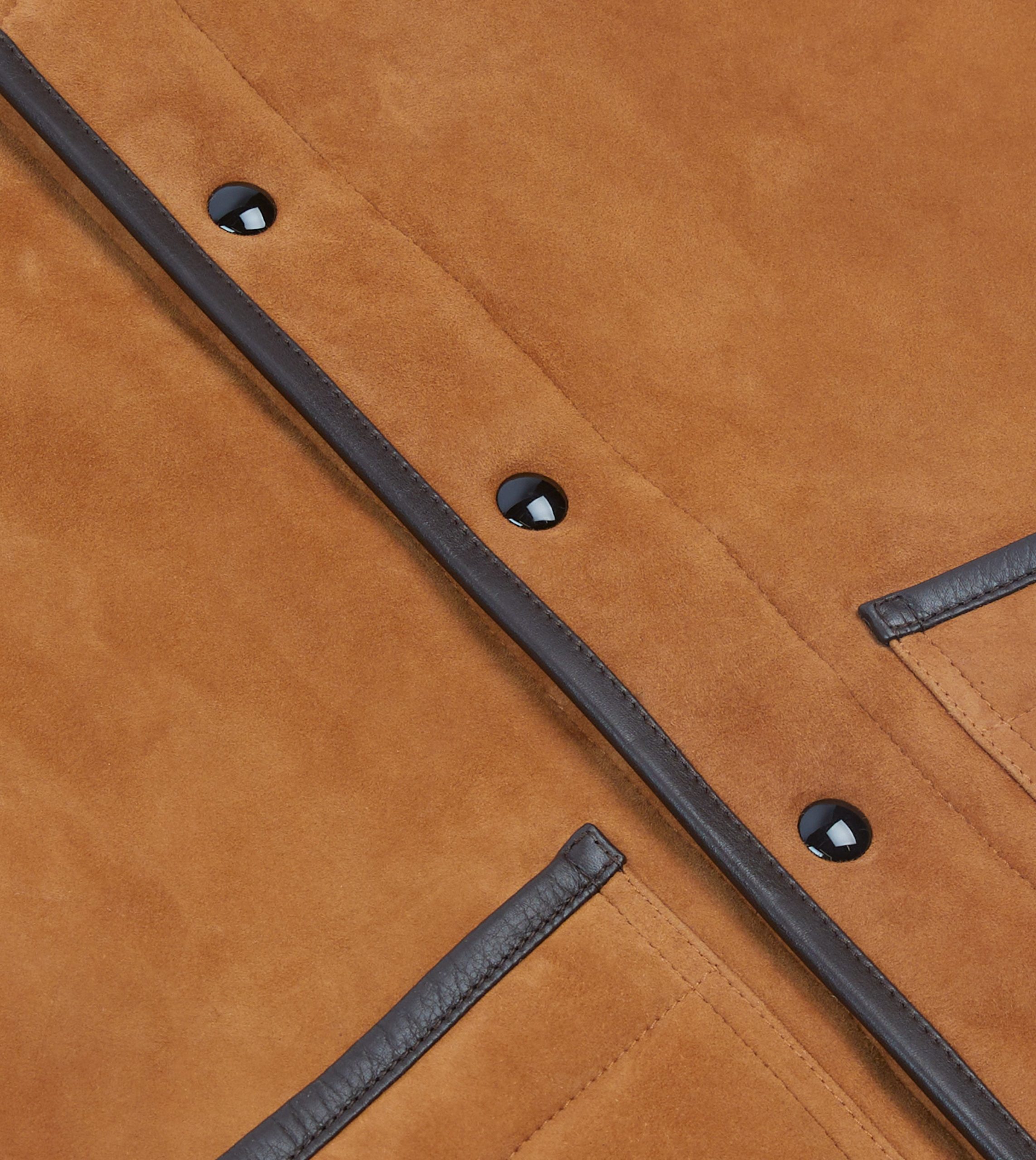 Tan Suede Shearling Vest - Image 4