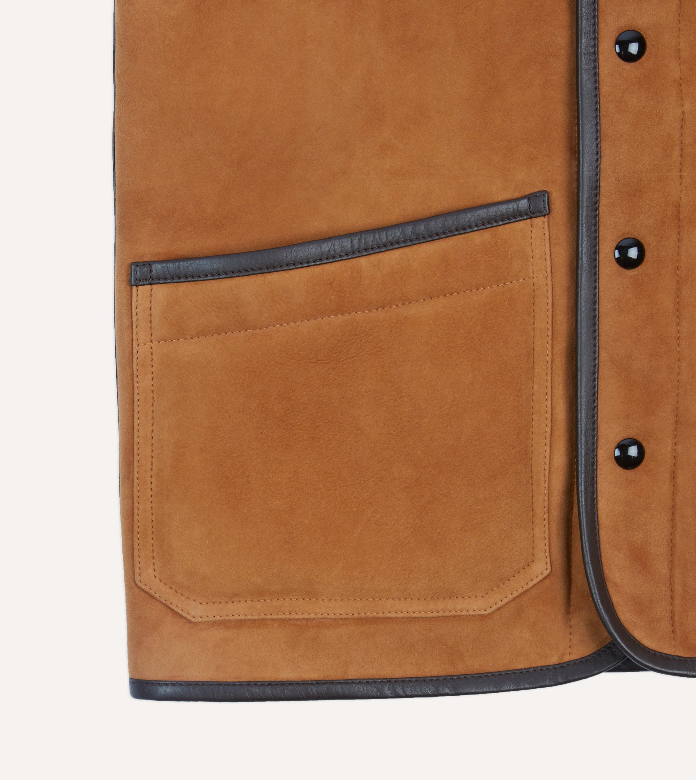 Tan Suede Shearling Vest - Image 5