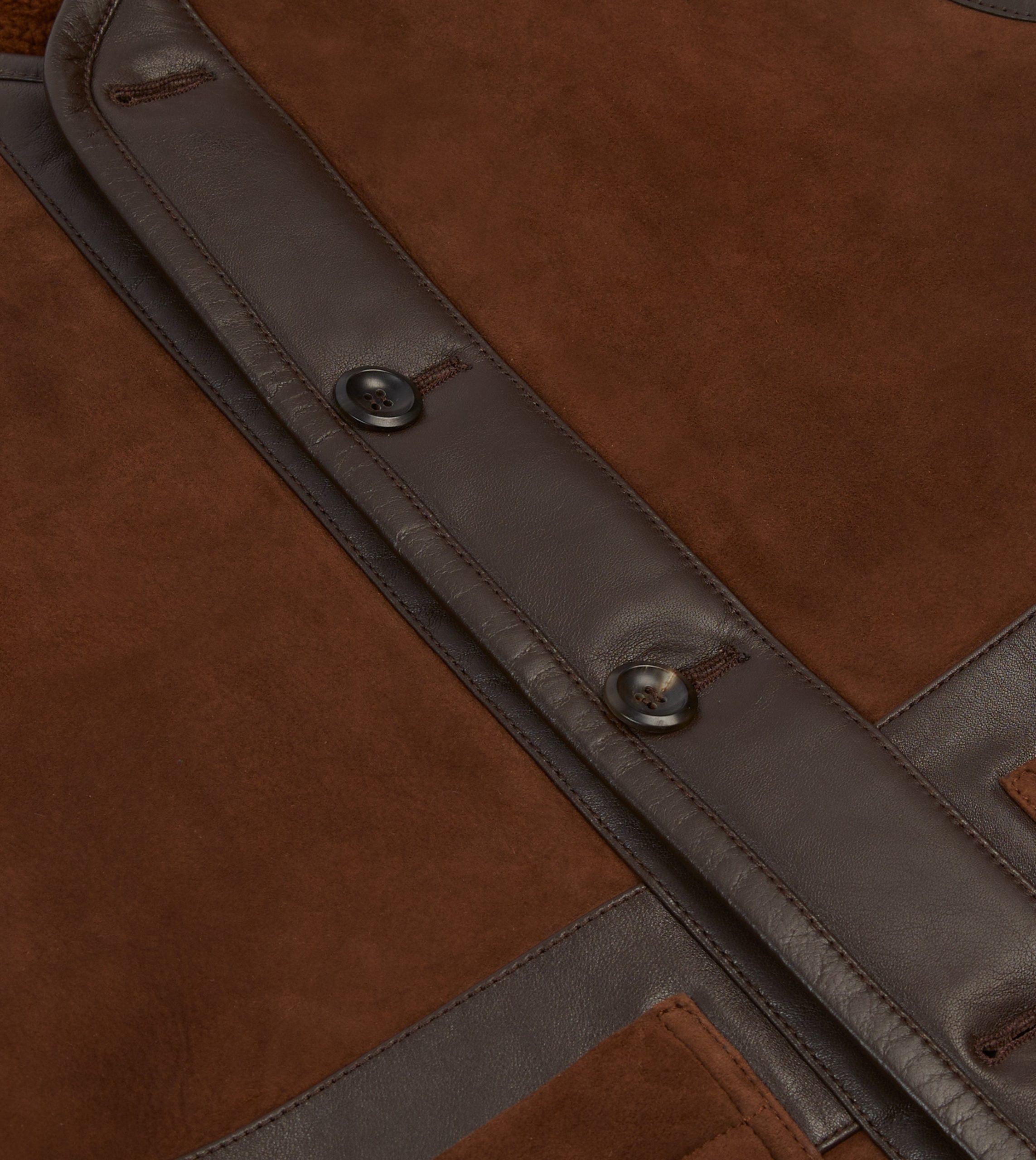 Dark Brown Suede Shearling Vest - Image 4