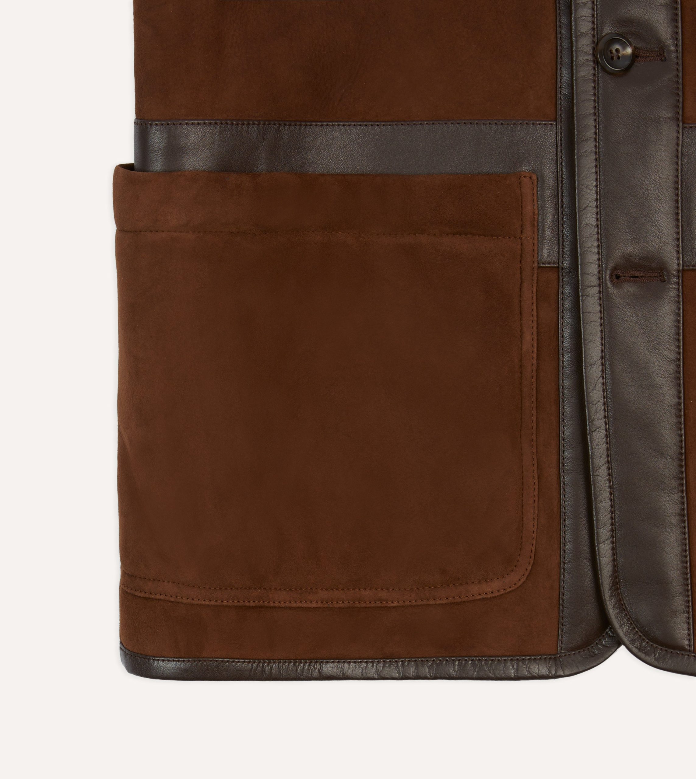 Dark Brown Suede Shearling Vest - Image 5