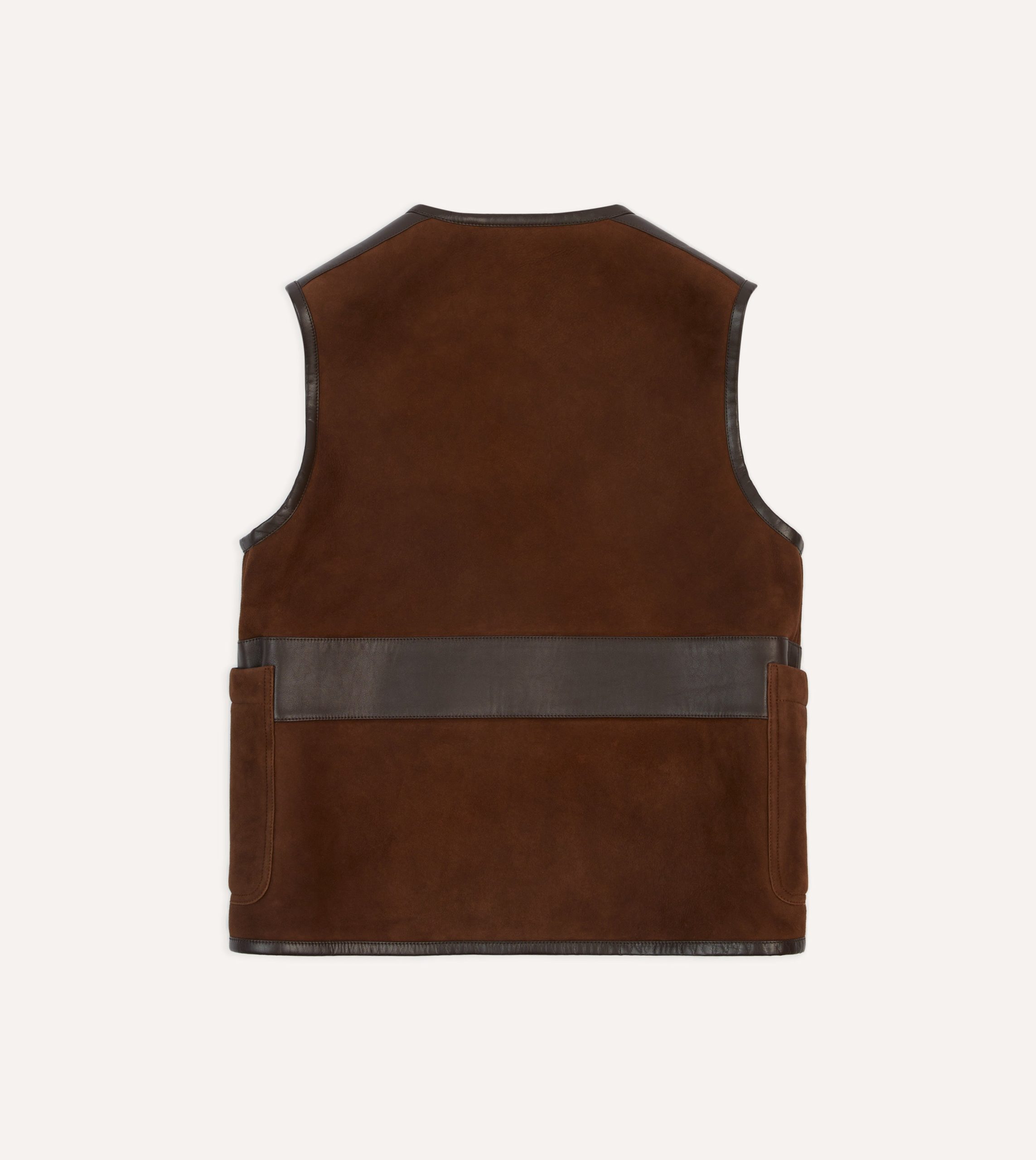 Dark Brown Suede Shearling Vest - Image 7