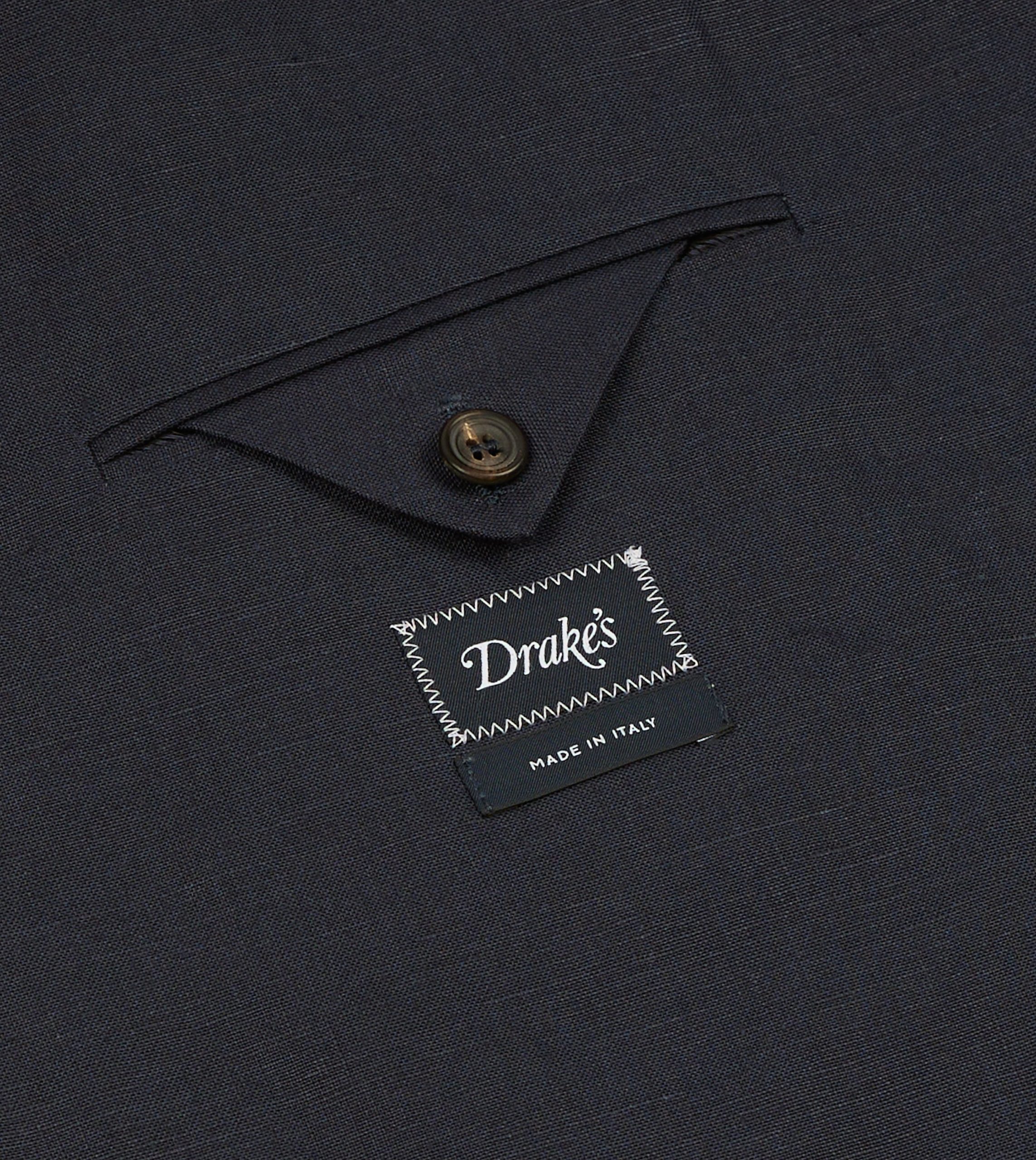 Navy Linen Double-Breasted Tailored Jacket - Image 7