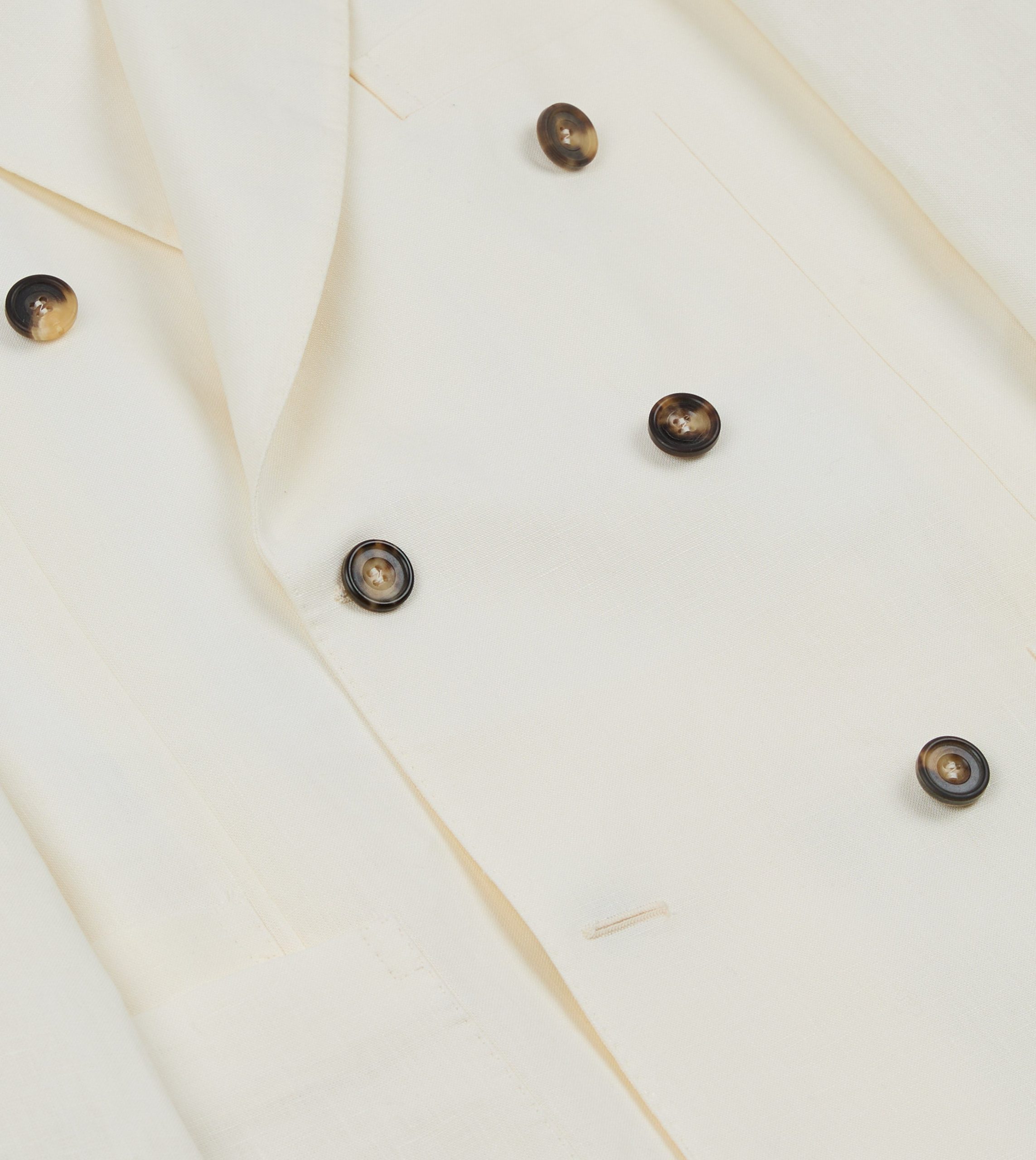 Ecru Linen Double-Breasted Tailored Jacket - Image 5