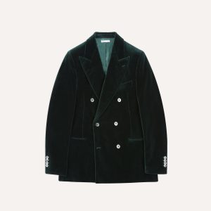 Green Velvet Double-Breasted Blazer