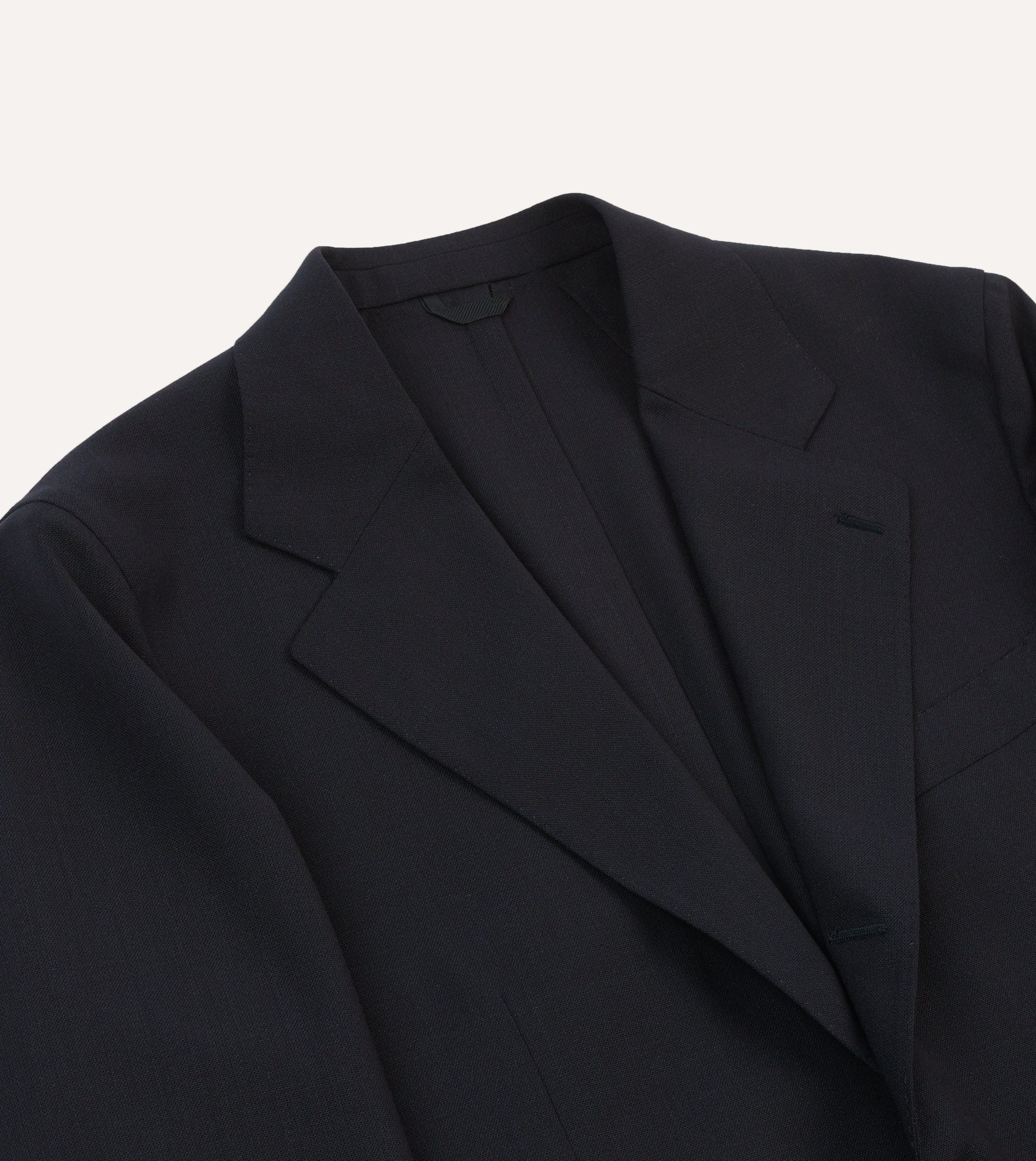 Navy Tropical Wool Tailored Jacket - Image 3