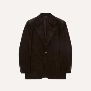 Brown Mid-Wale Cotton Corduroy Tailored Jacket