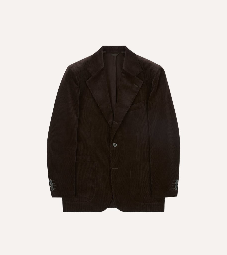 Brown Mid-Wale Cotton Corduroy Tailored Jacket