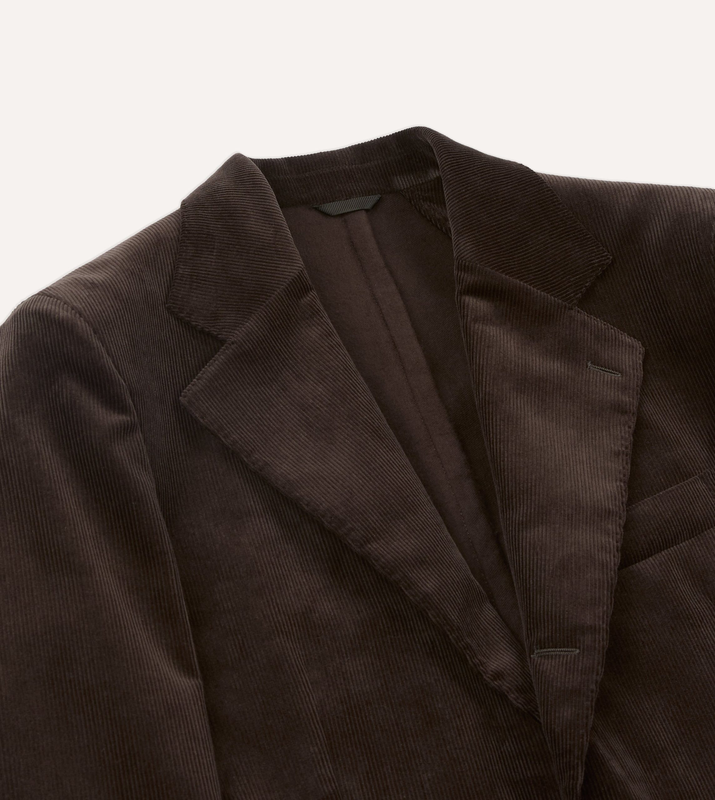 Brown Mid-Wale Cotton Corduroy Tailored Jacket - Image 3