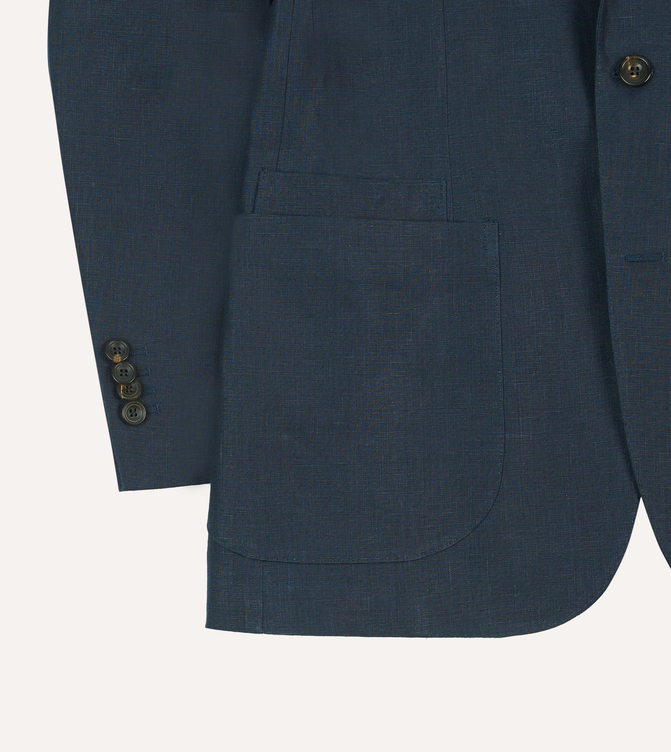 Navy Irish Linen Tailored Jacket - Image 6