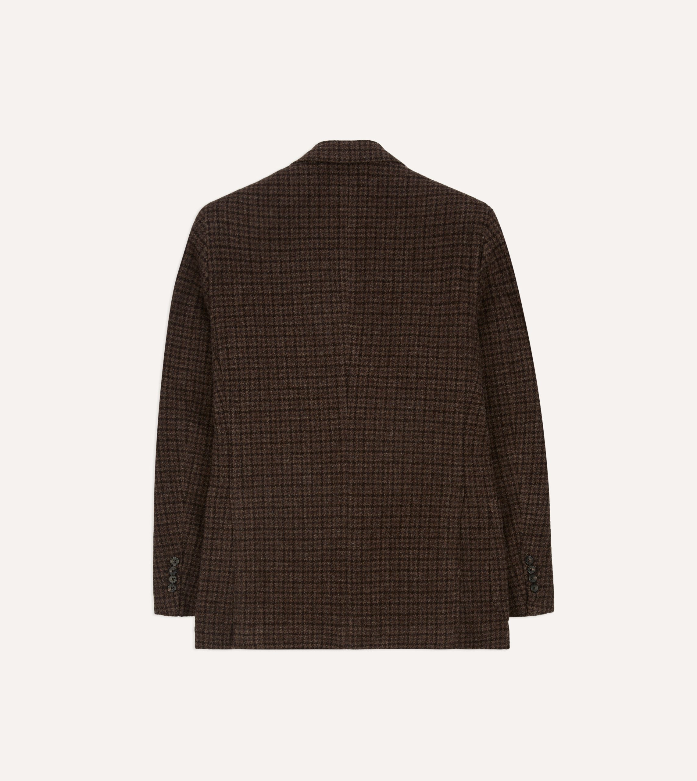 Brown Houndstooth Check Tweed Blazer - Image 8