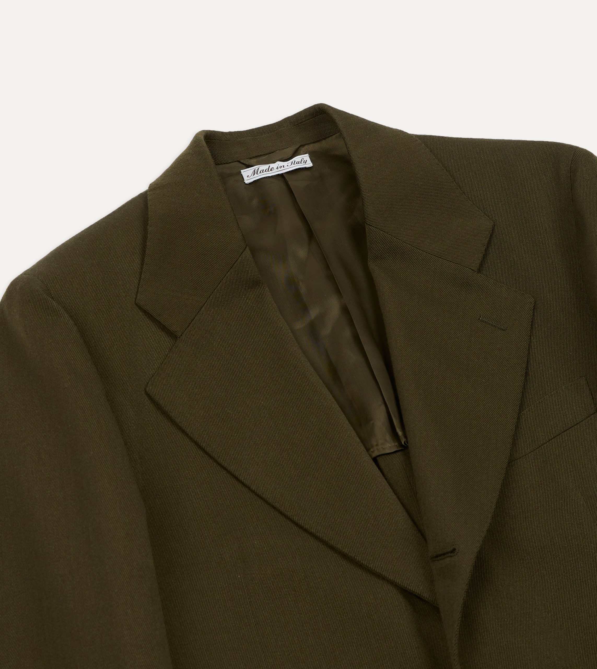 Olive Wool-Cotton Tailored Jacket - Image 3