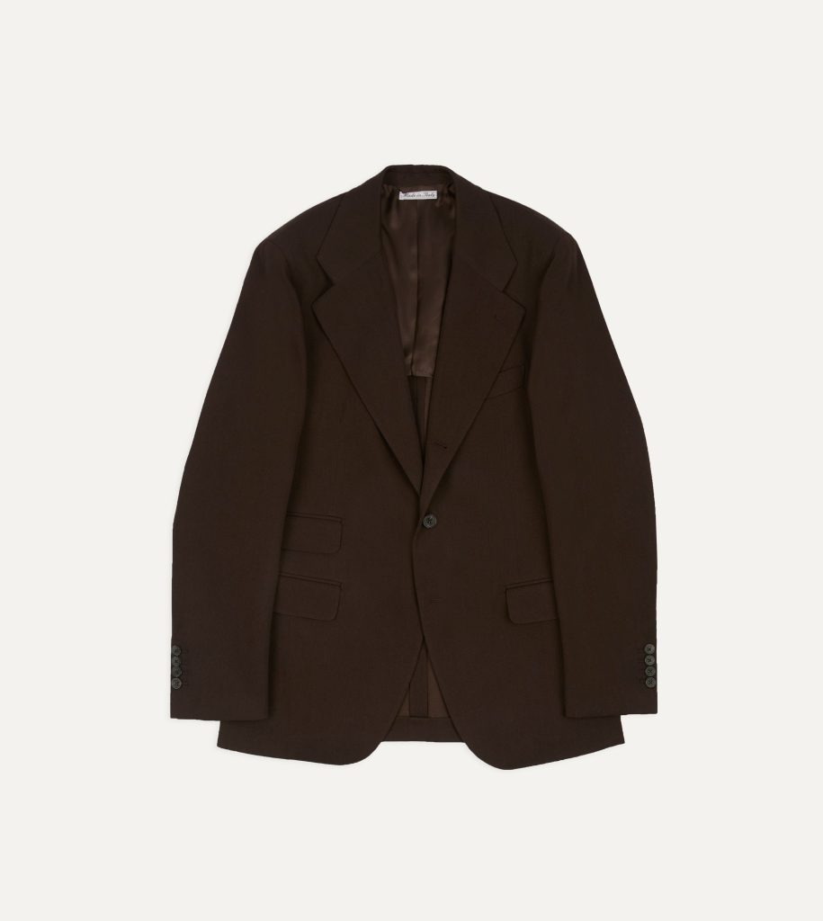 Brown Wool-Cotton Tailored Jacket