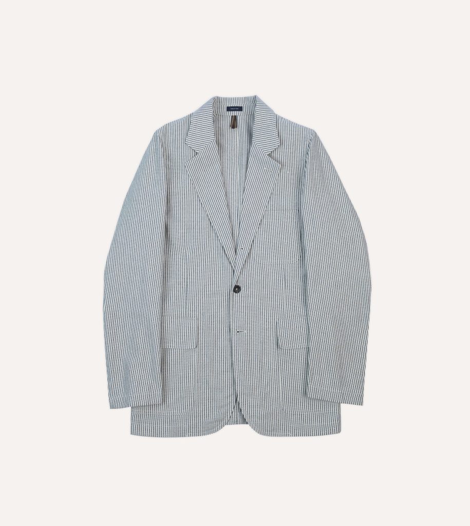Navy Ticking Stripe Cotton Linen Games Blazer Mk. I