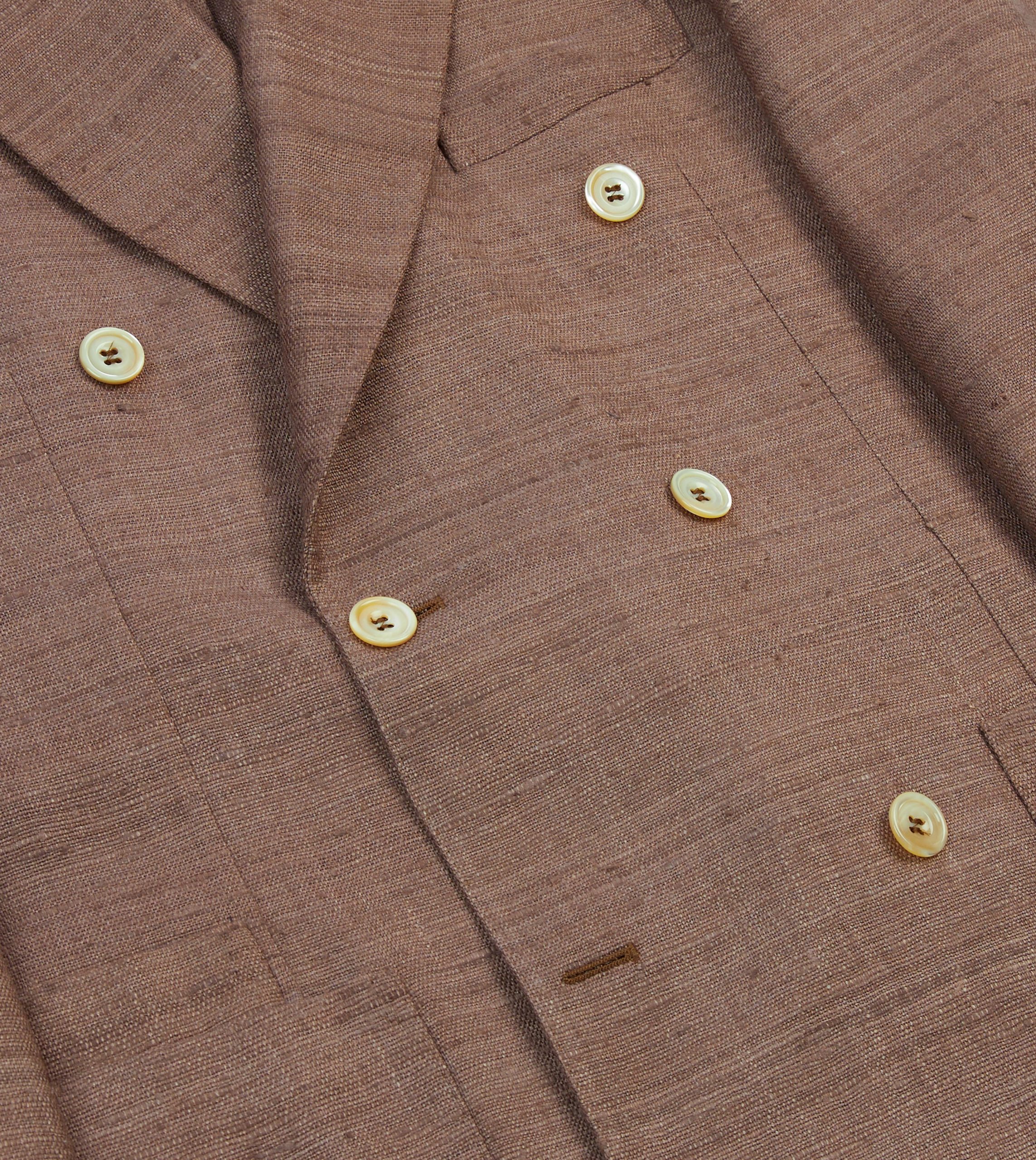 Brown Tussah Silk Double-Breasted Tailored Jacket - Image 5