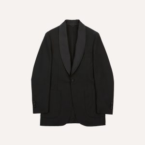Black Wool Shawl Collar Tuxedo Blazer