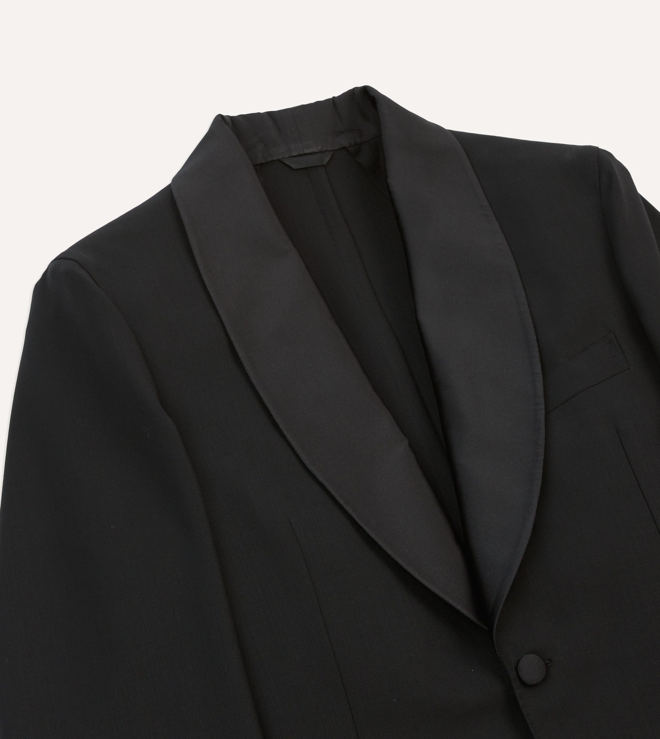 Black Wool Shawl Collar Tuxedo Blazer - Image 3