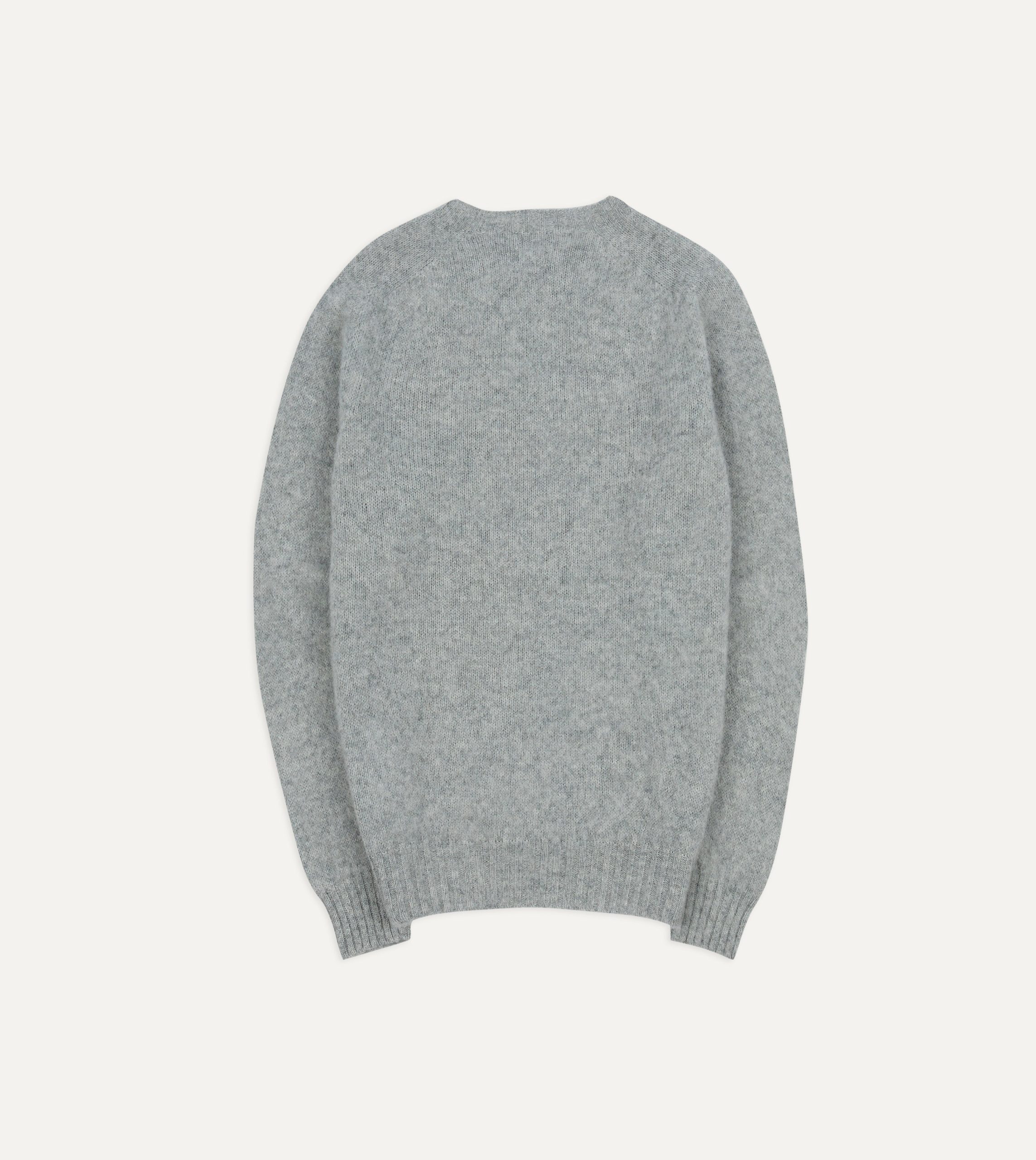 Light Grey Brushed Shetland Crew Neck Jumper - Image 5