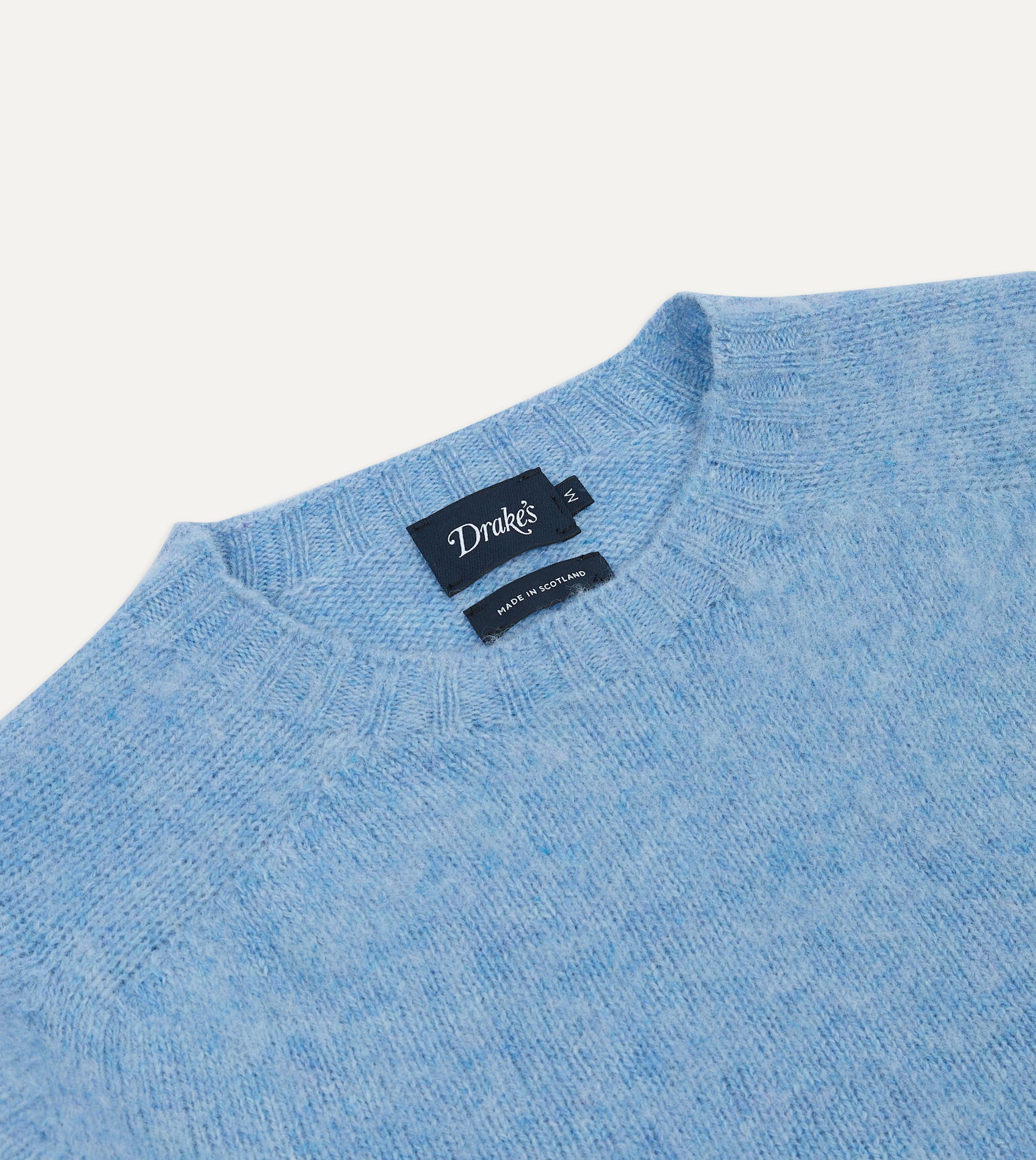 Sky Blue Brushed Shetland Crew Neck Jumper - Image 3