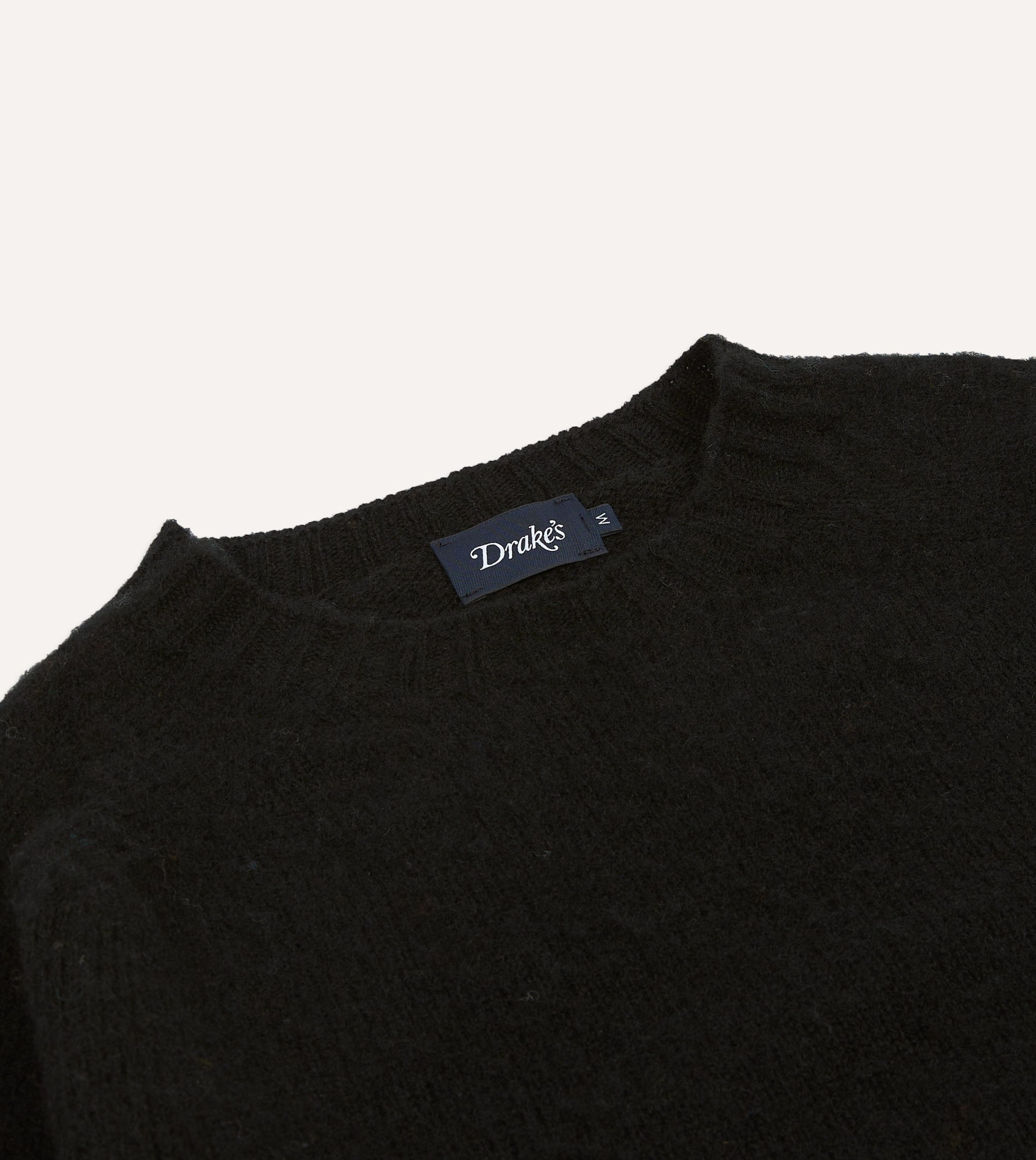 Black Brushed Shetland Crew Neck Jumper - Image 3
