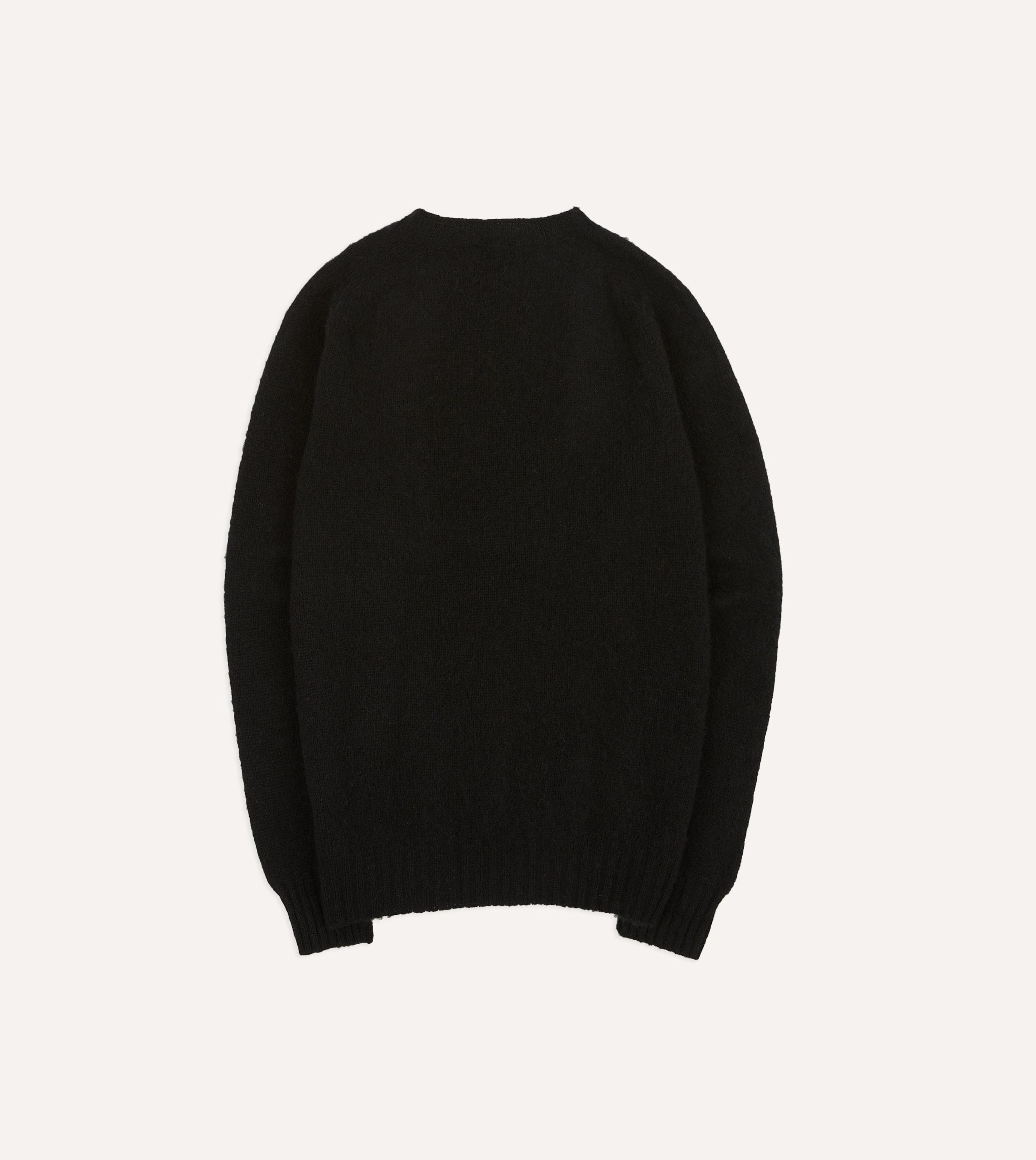 Black Brushed Shetland Crew Neck Jumper - Image 5