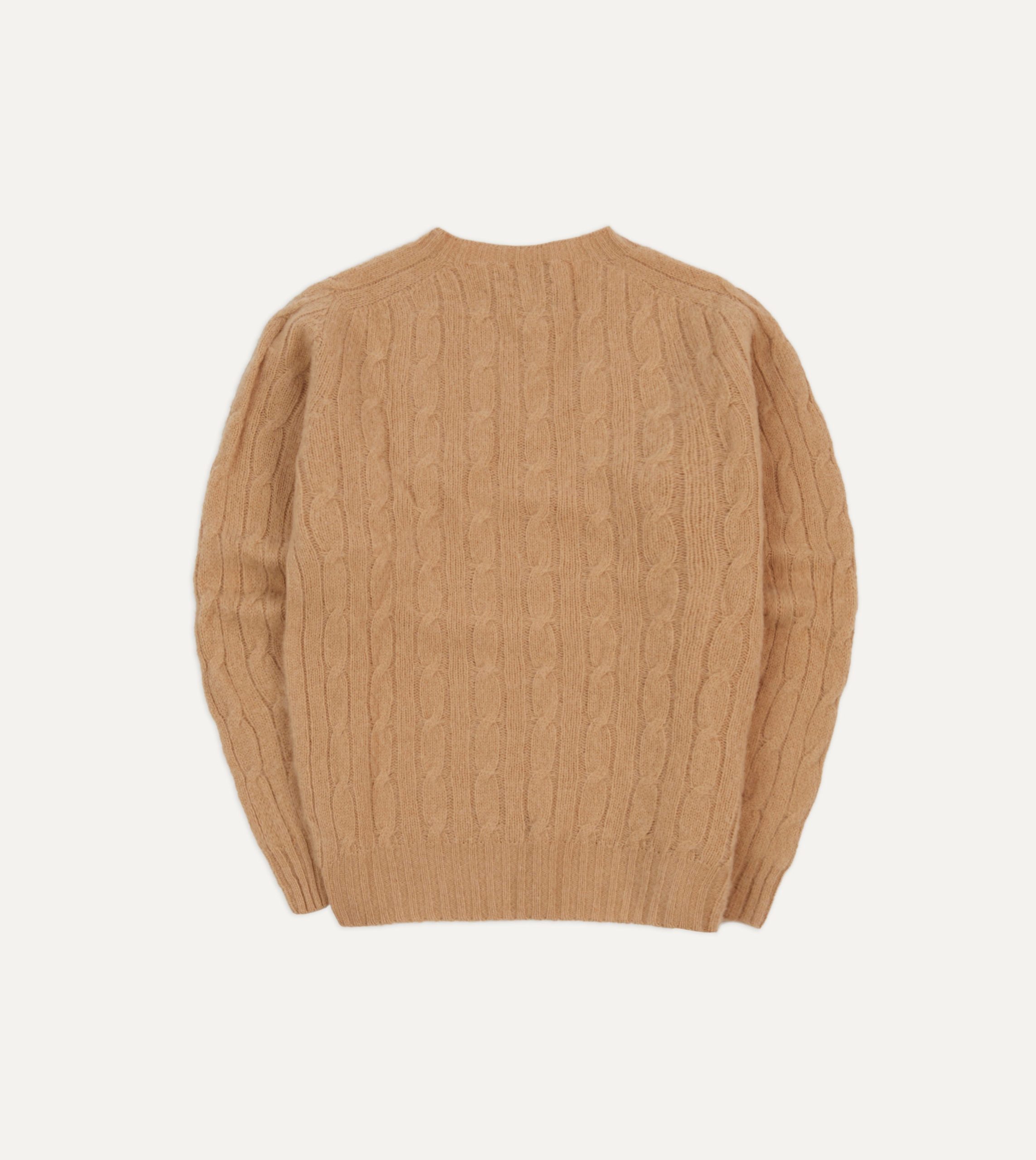 Wheat Brushed Shetland Cable Knit Crew Neck Jumper - Image 5