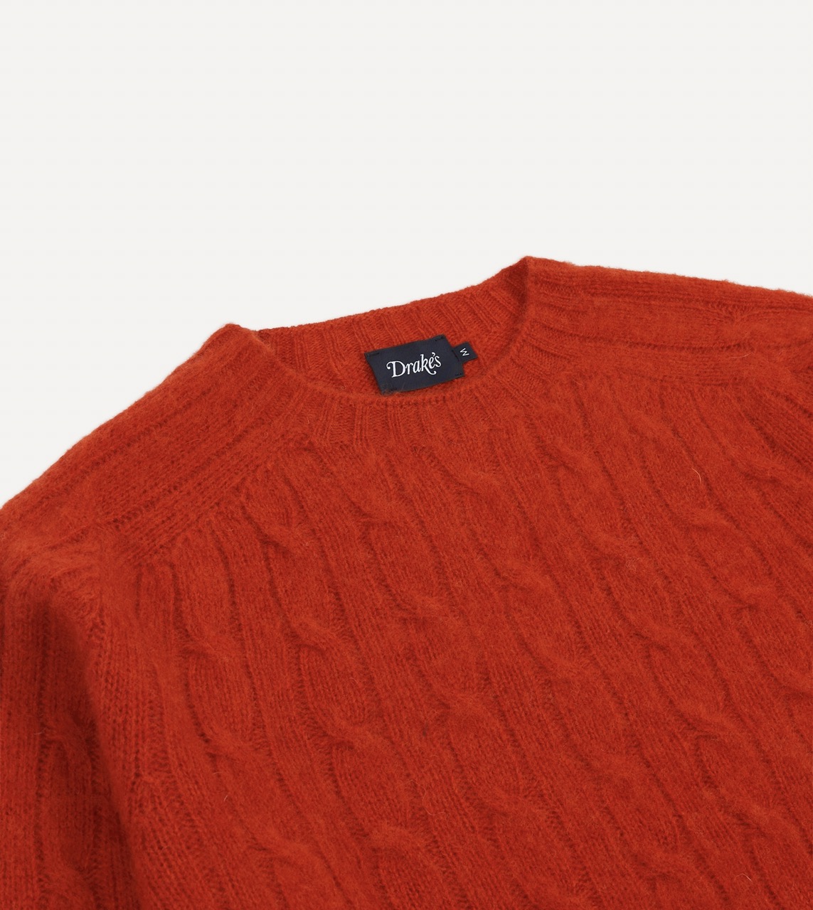Red Brushed Cable Knit Shetland Crew Neck Jumper - Image 3