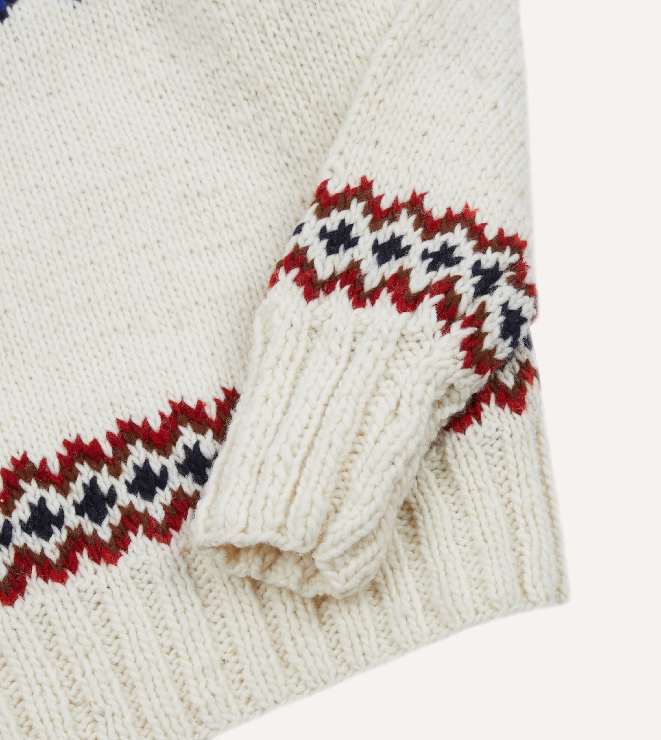 Chamula for Drake's Ecru and Red Fairisle Merino Jumper - Image 4