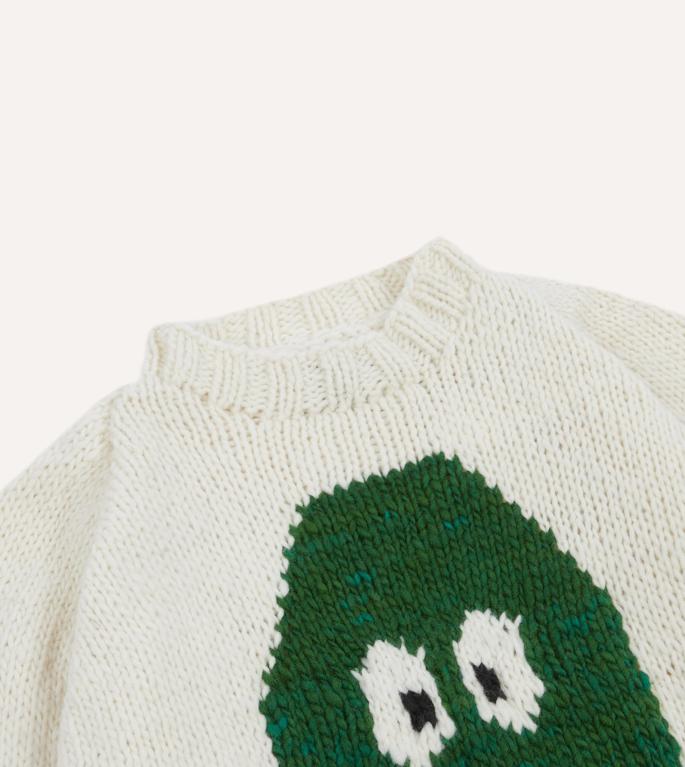 Chamula for Drake's Ecru Avocado Merino Jumper - Image 3