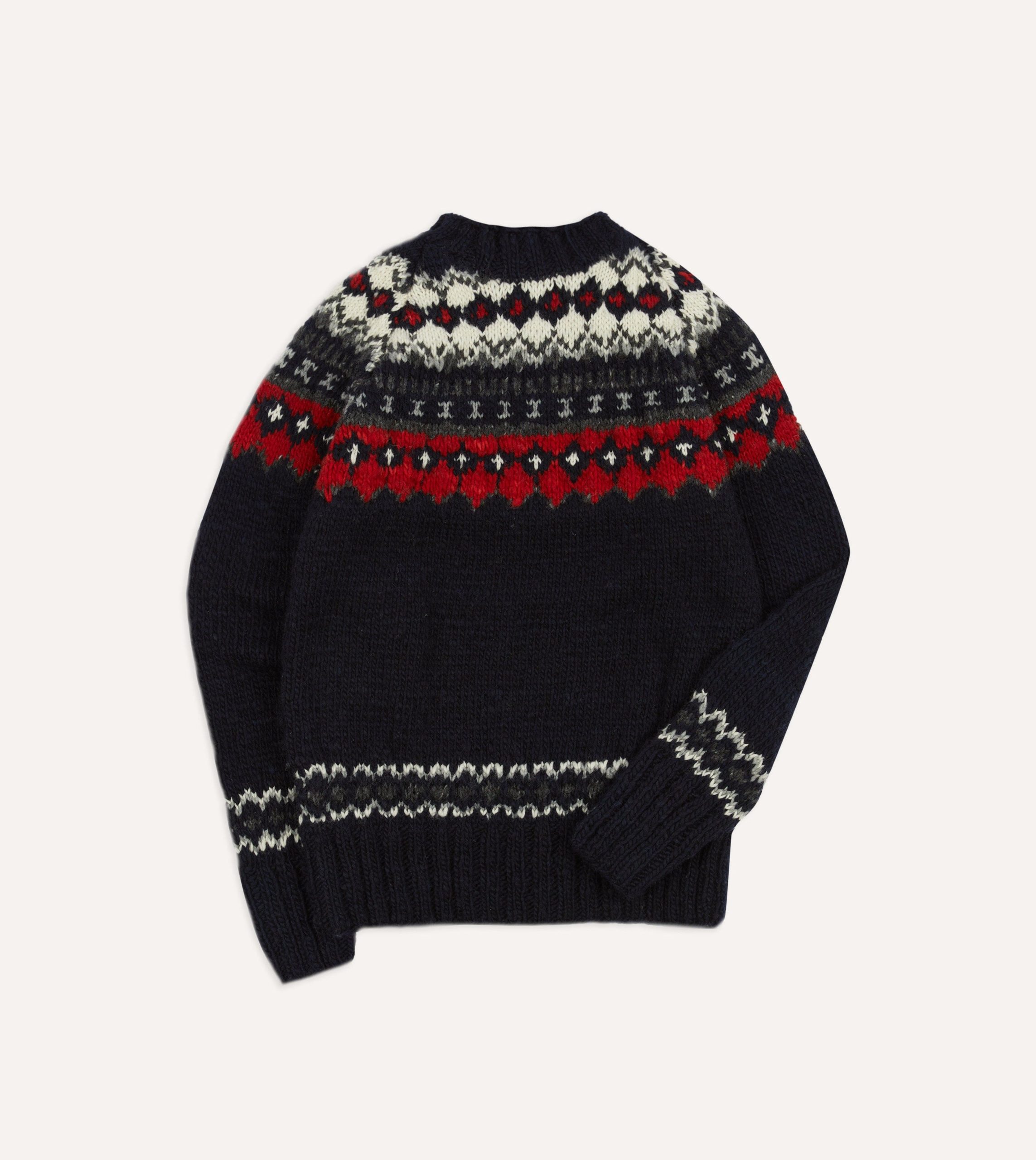 Chamula for Drake's Navy and Red Fairisle Merino Jumper - Image 5
