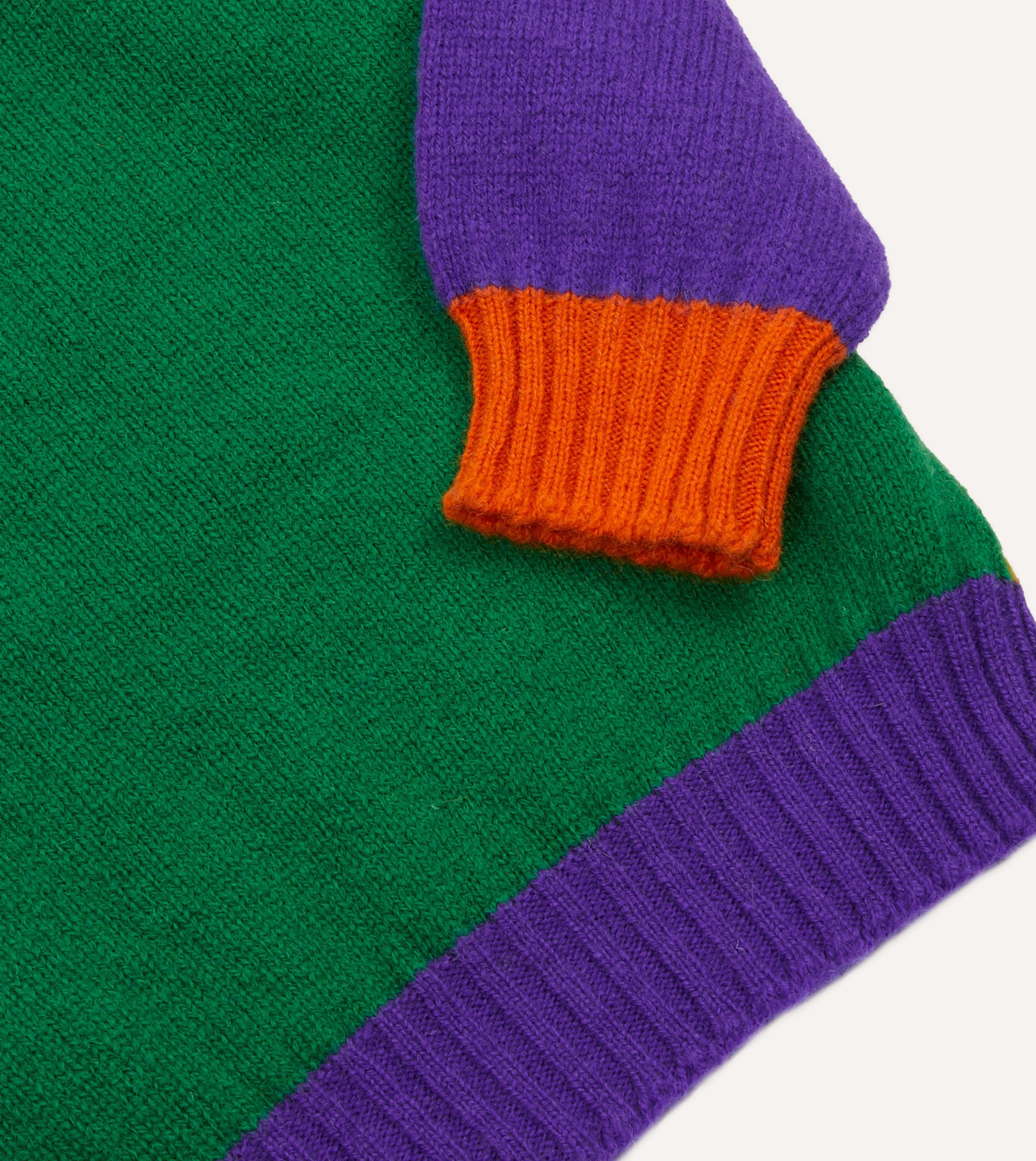 Green Multi Colourblock Brushed Shetland Crew Neck Jumper - Image 4