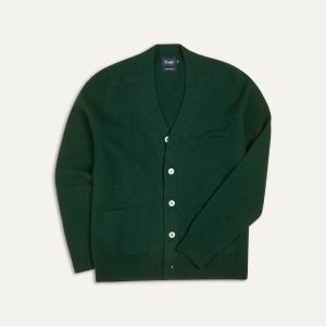 Dark Green Lambswool 6 Button Cardigan