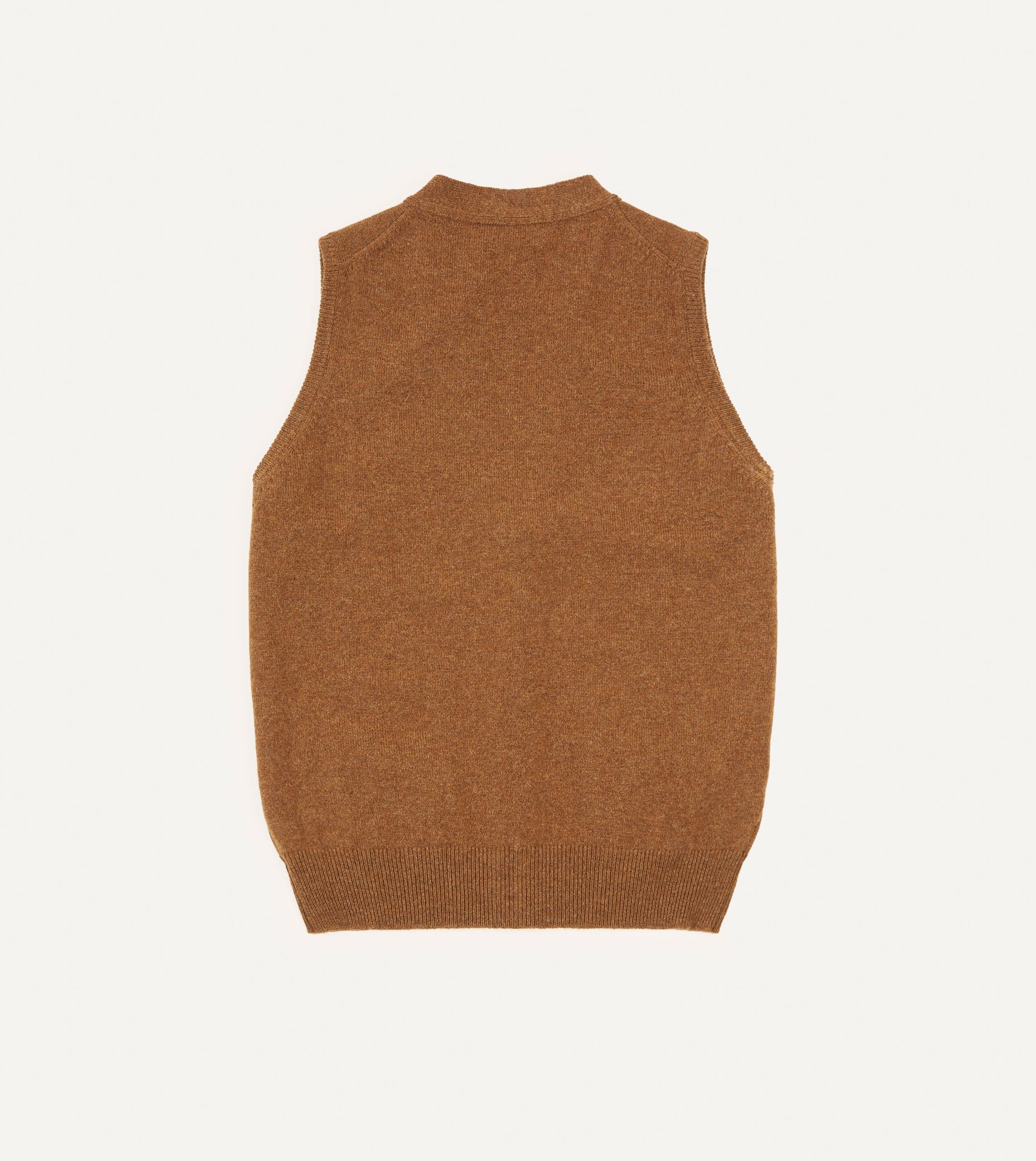 Light Brown Lambswool Sleeveless Cardigan - Image 5
