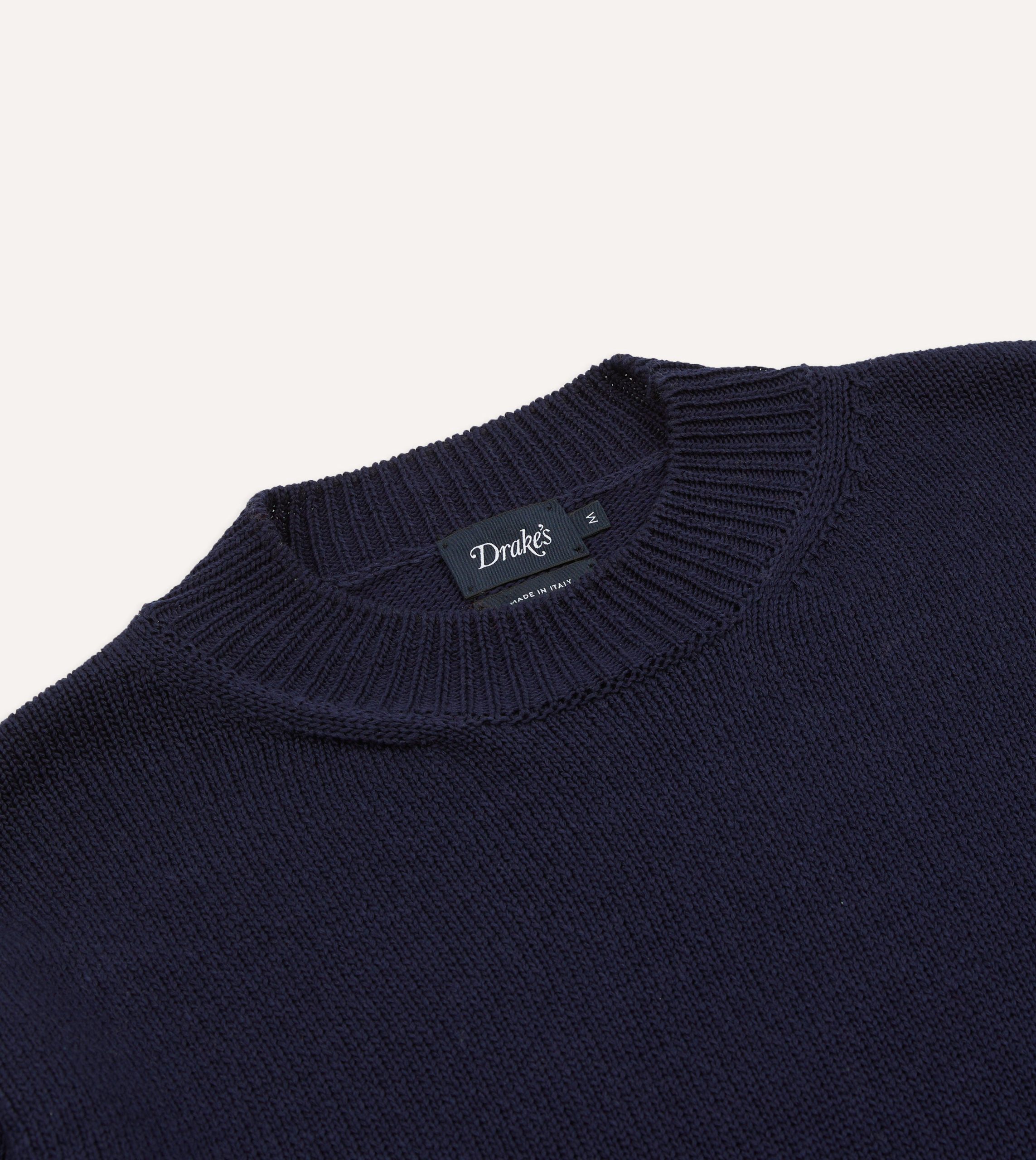 Navy Cotton Mock Neck Jumper - Image 3