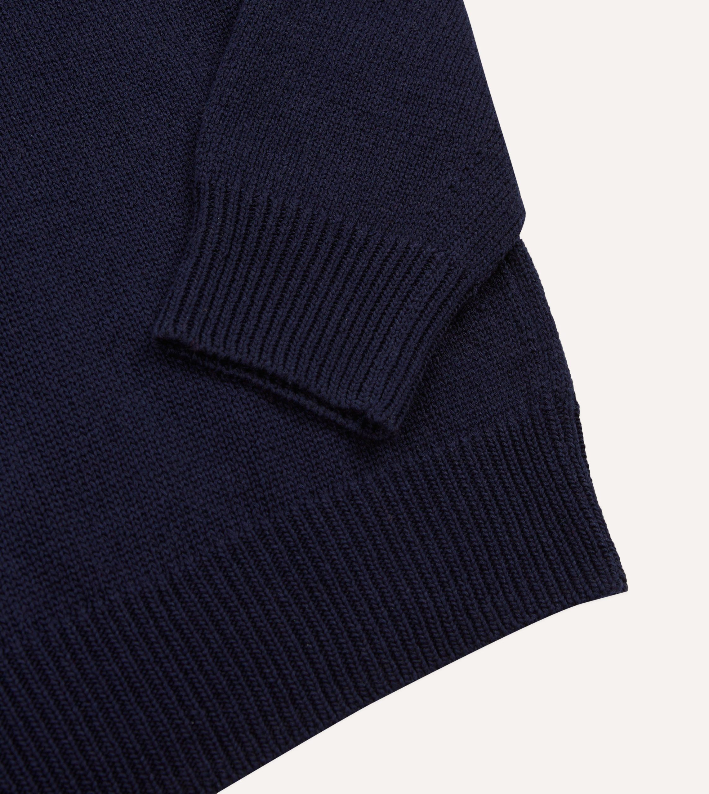 Navy Cotton Mock Neck Jumper - Image 4