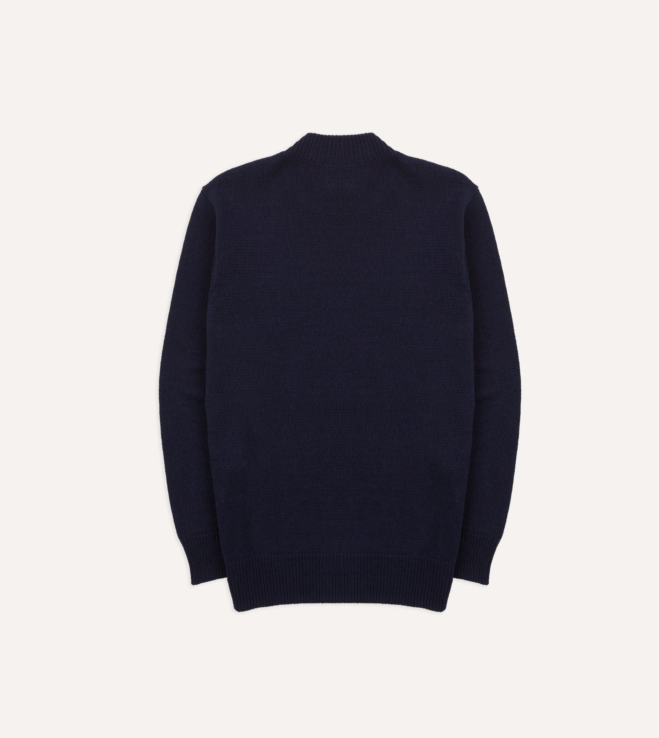 Navy Cotton Mock Neck Jumper - Image 5