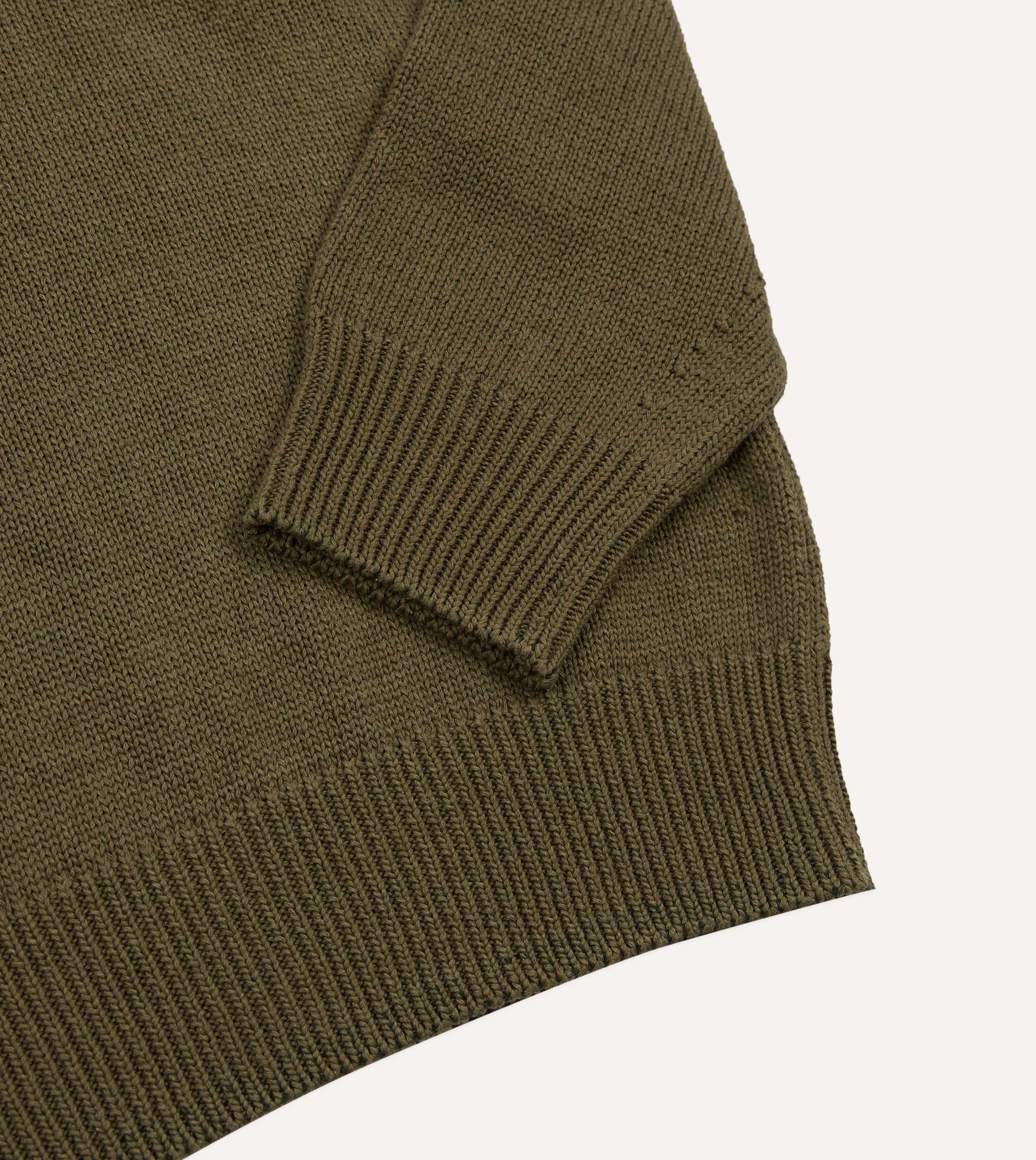 Olive Cotton Mock Neck Jumper - Image 4