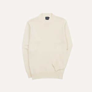 Ecru Cotton Mock Neck Jumper