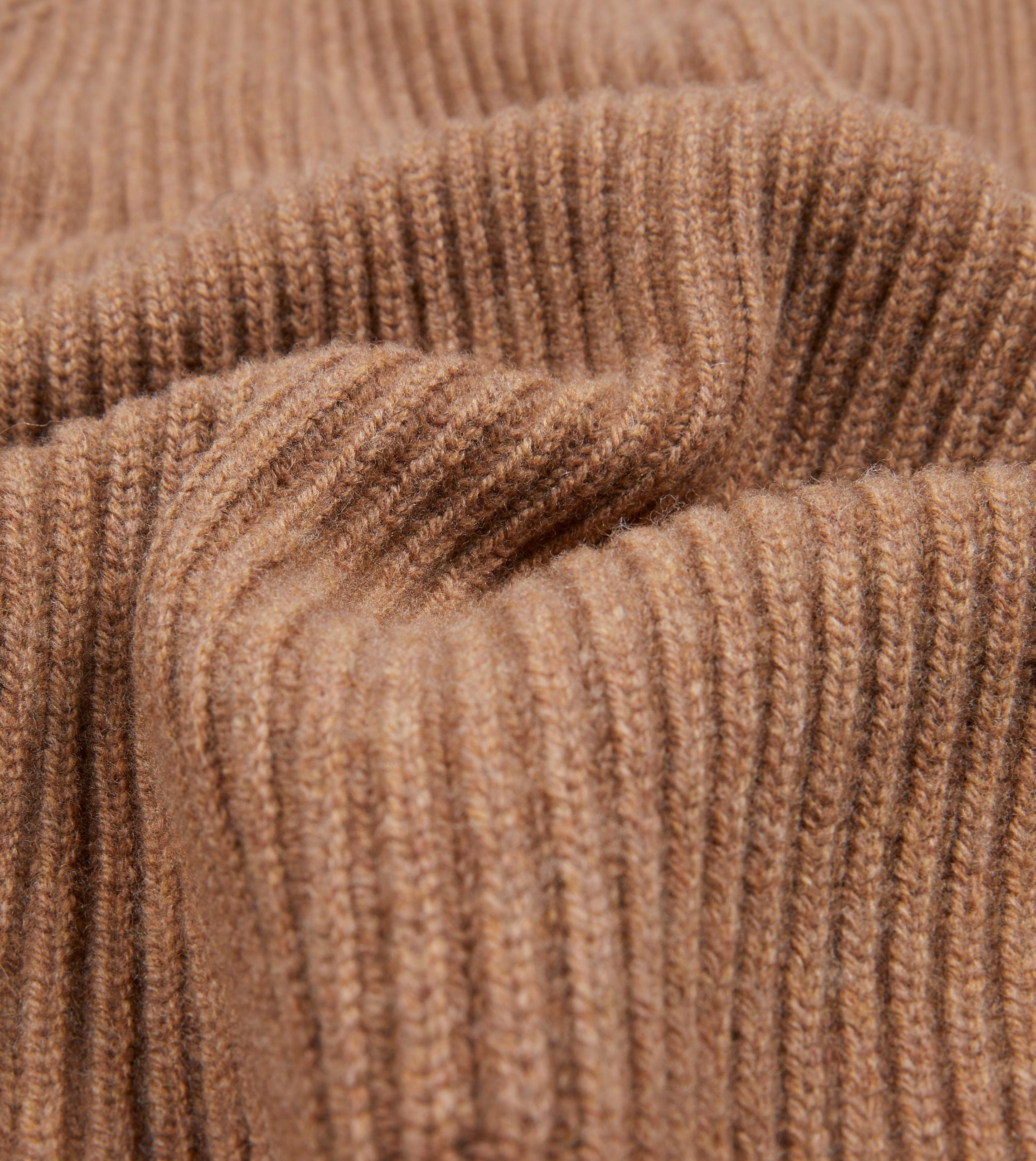 Camel Lambswool Shawl Collar Cardigan - Image 2