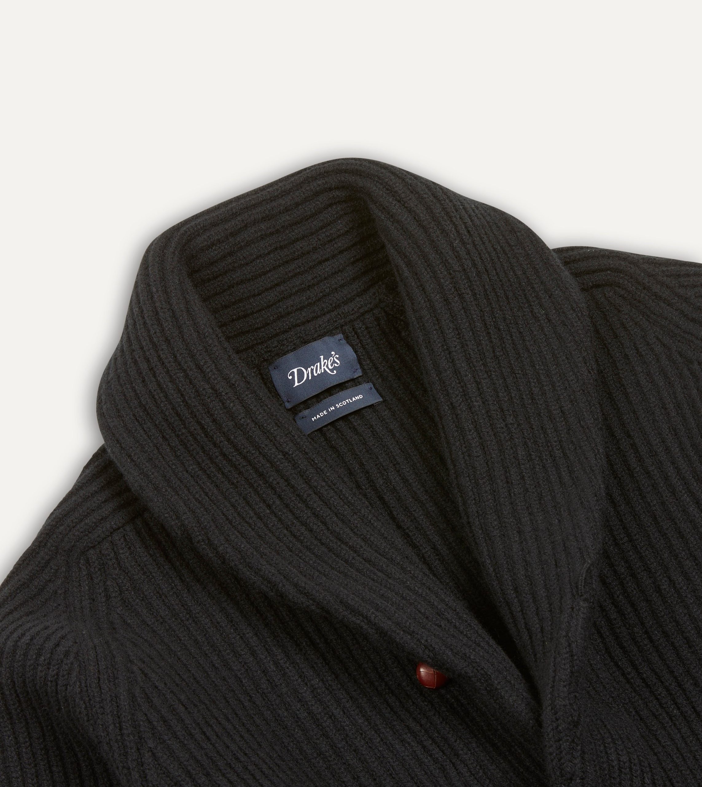 Black Lambswool Shawl Collar Cardigan - Image 3