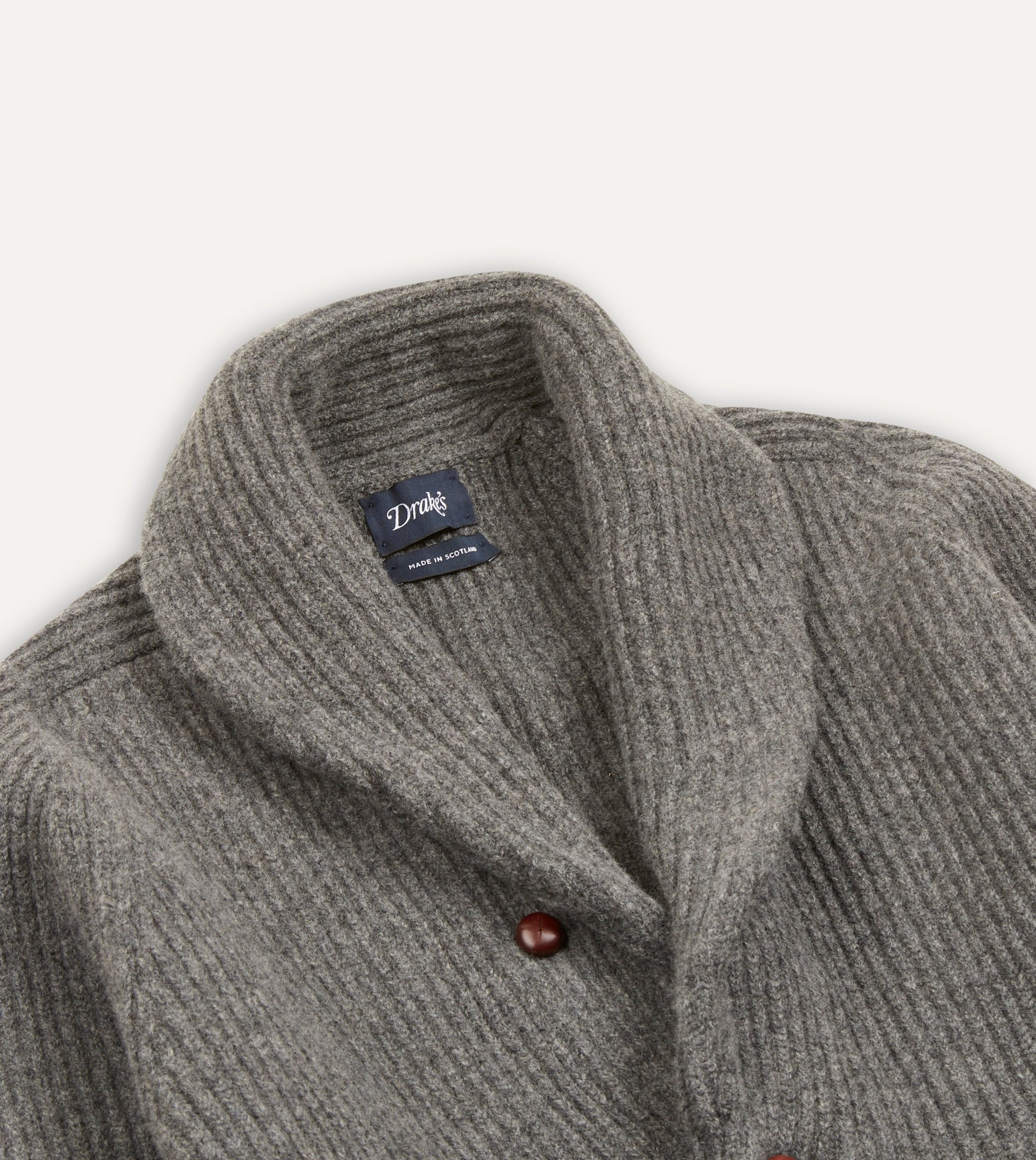 Grey Lambswool Shawl Collar Cardigan - Image 3