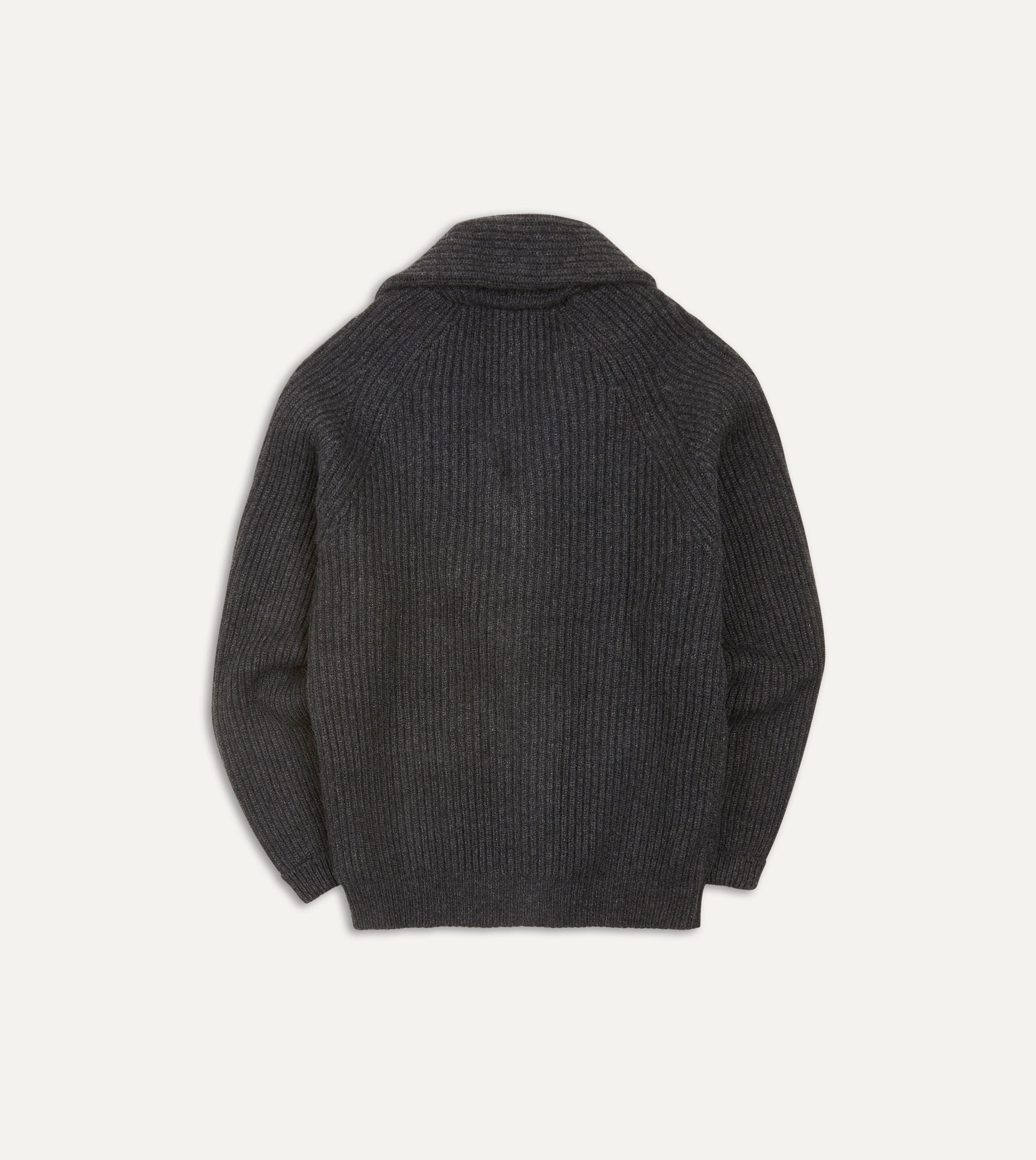 Charcoal Cashmere Shawl Collar Cardigan - Image 6