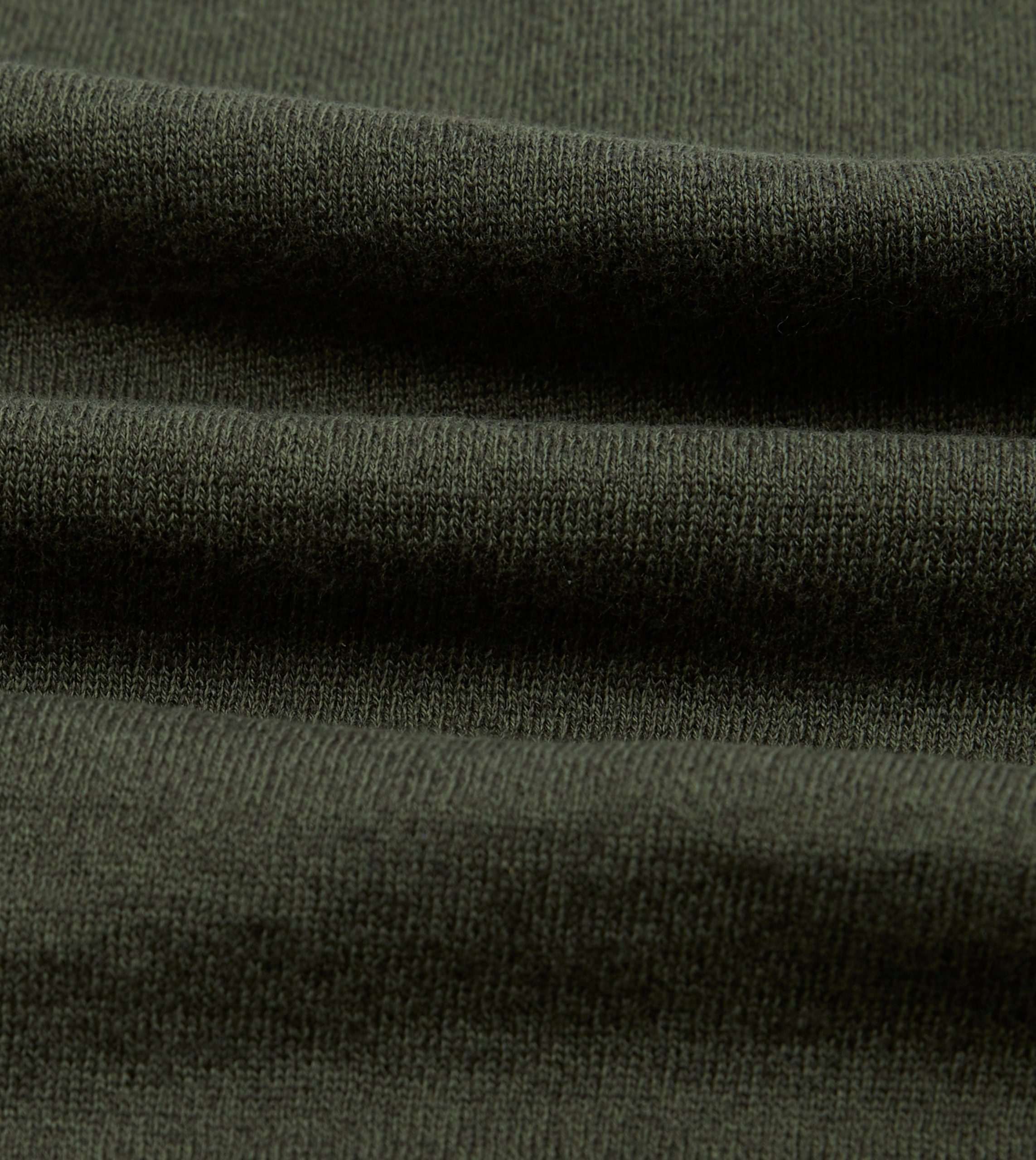 Olive Knitted Linen-Cotton Short-Sleeve Polo Shirt - Image 2